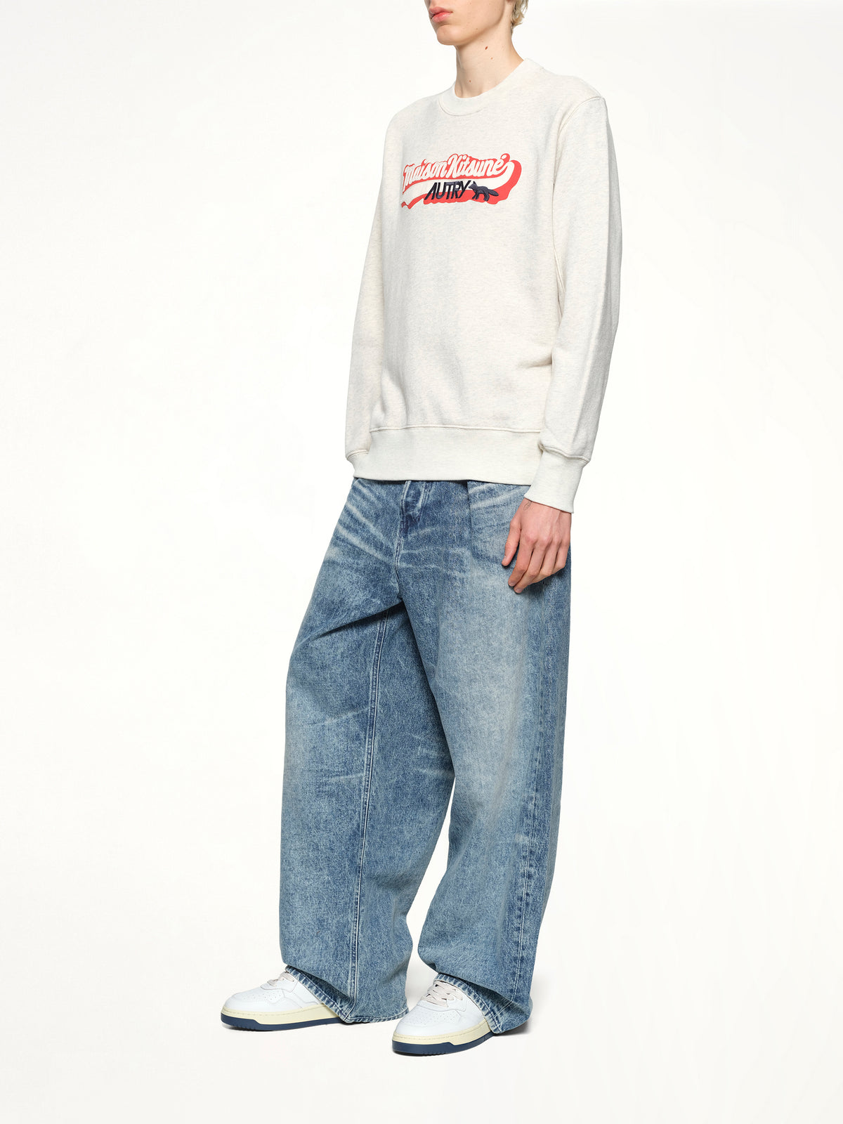 그레이 멜란지 Autry x Maison Kitsune 스웨트셔츠