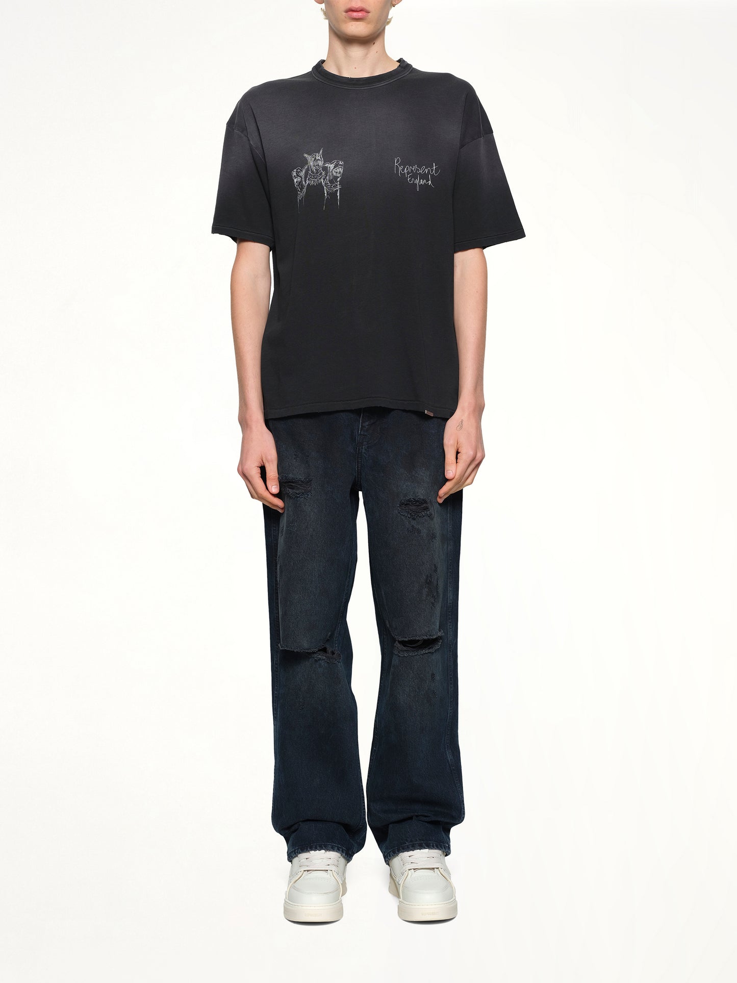 Hand Drawn Thoroughbred Dogs T-Shirt in Aged Black