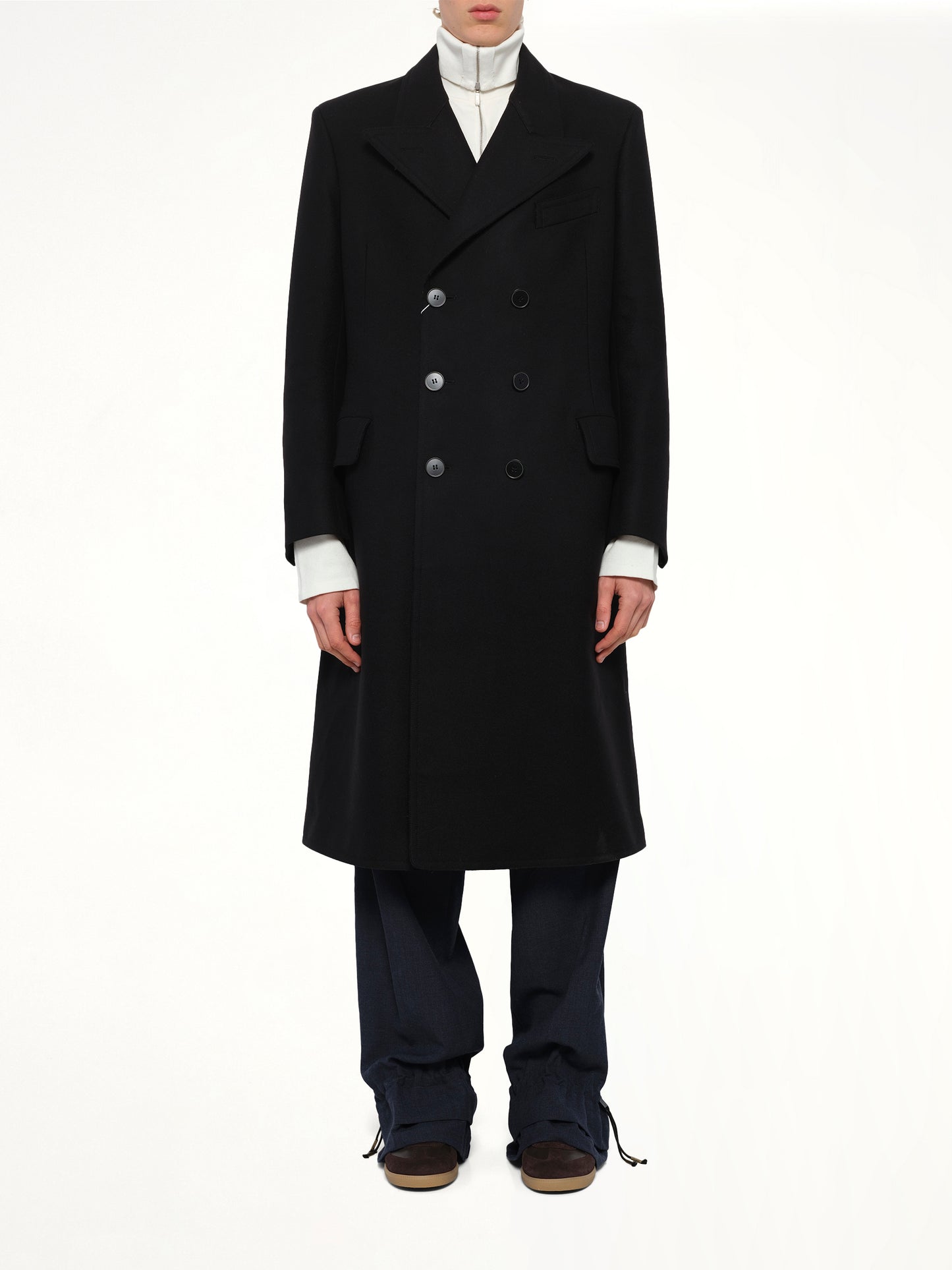 Wool Long Coat in Black
