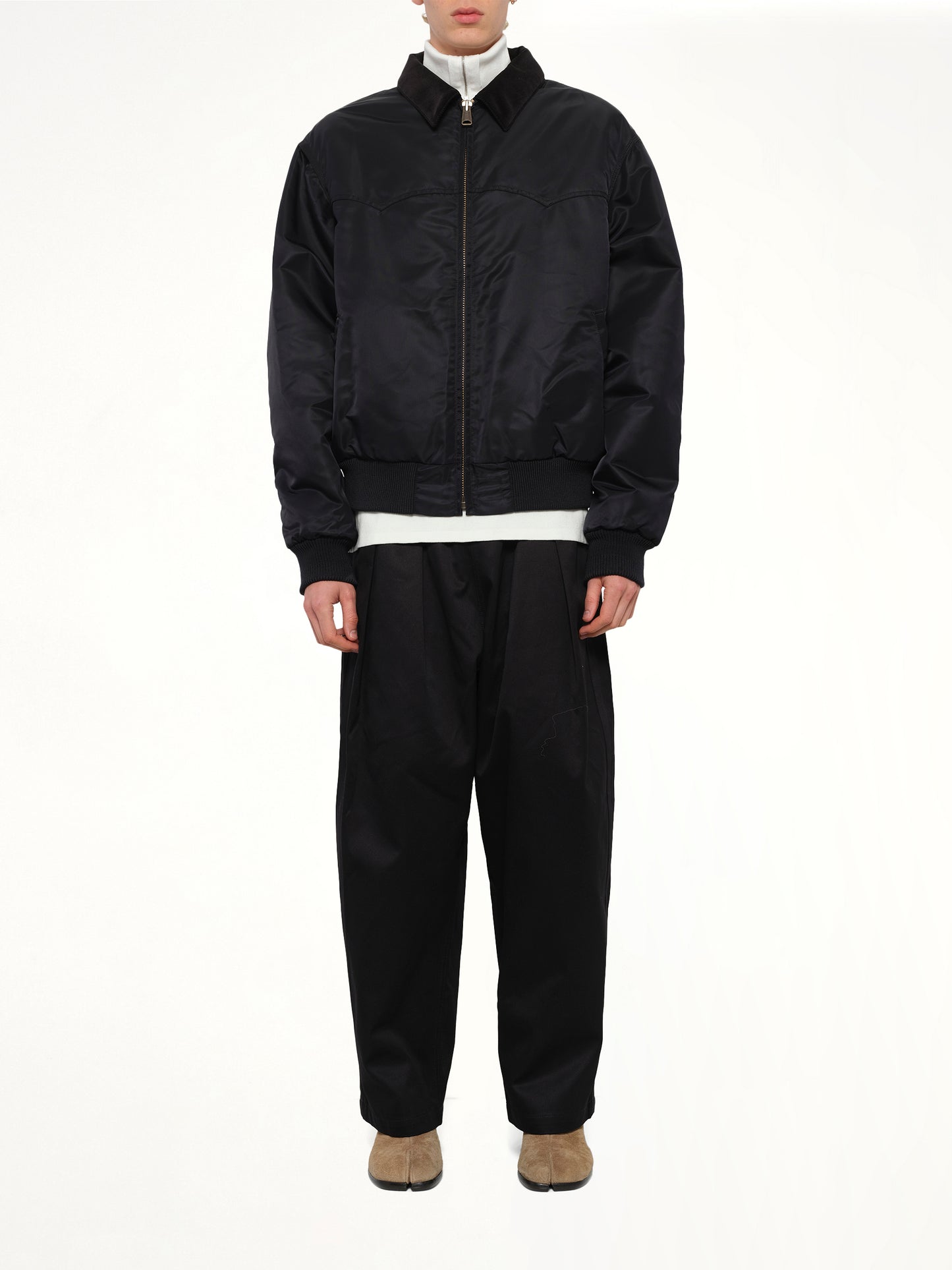 Zip-Up Bomber Jacket in Black