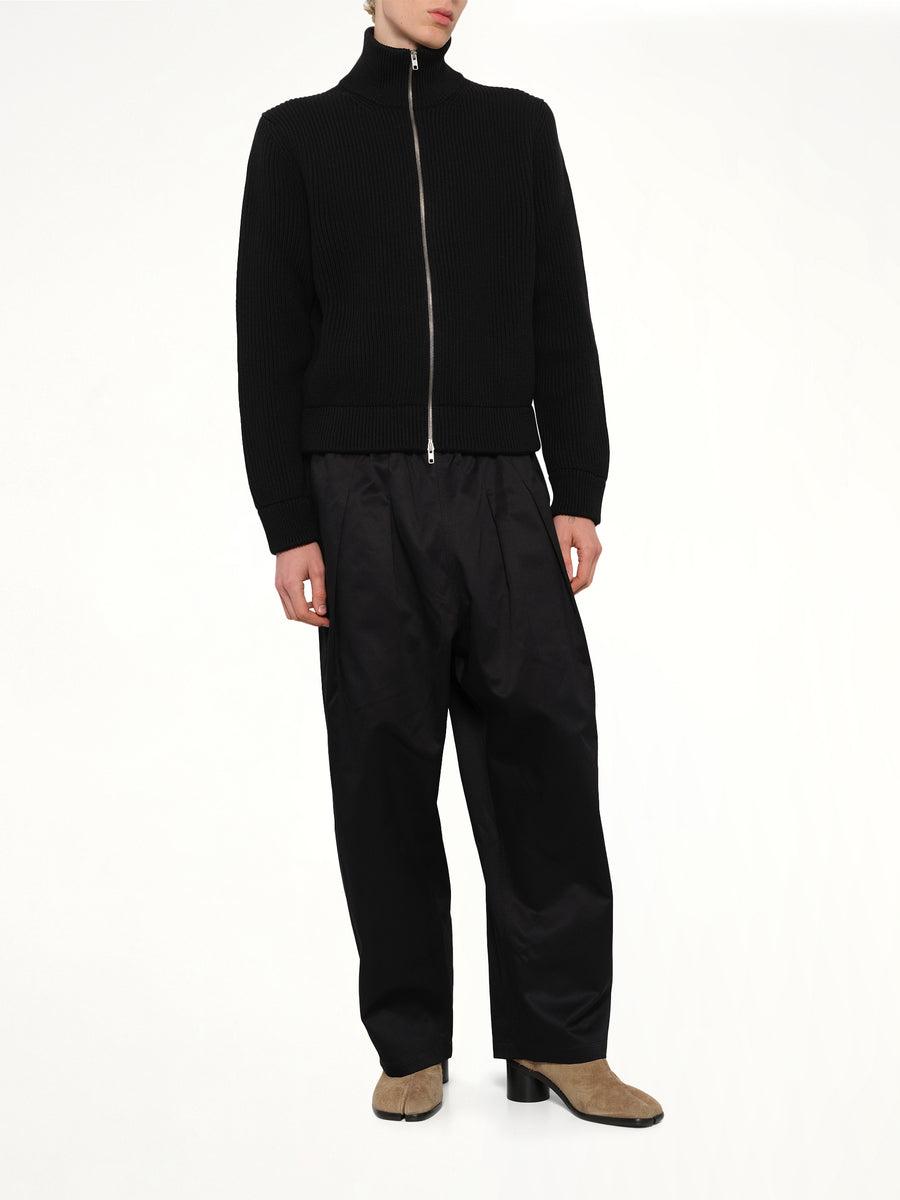 Drivers Knit Zip Sweater in Black