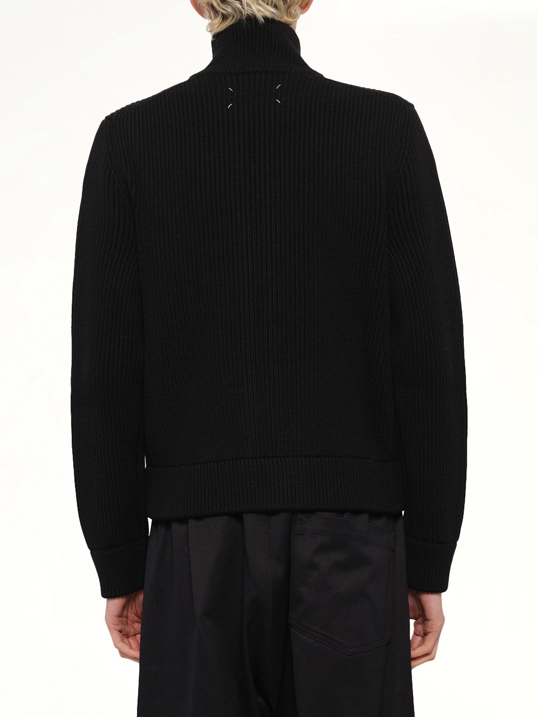Drivers Knit Zip Sweater in Black