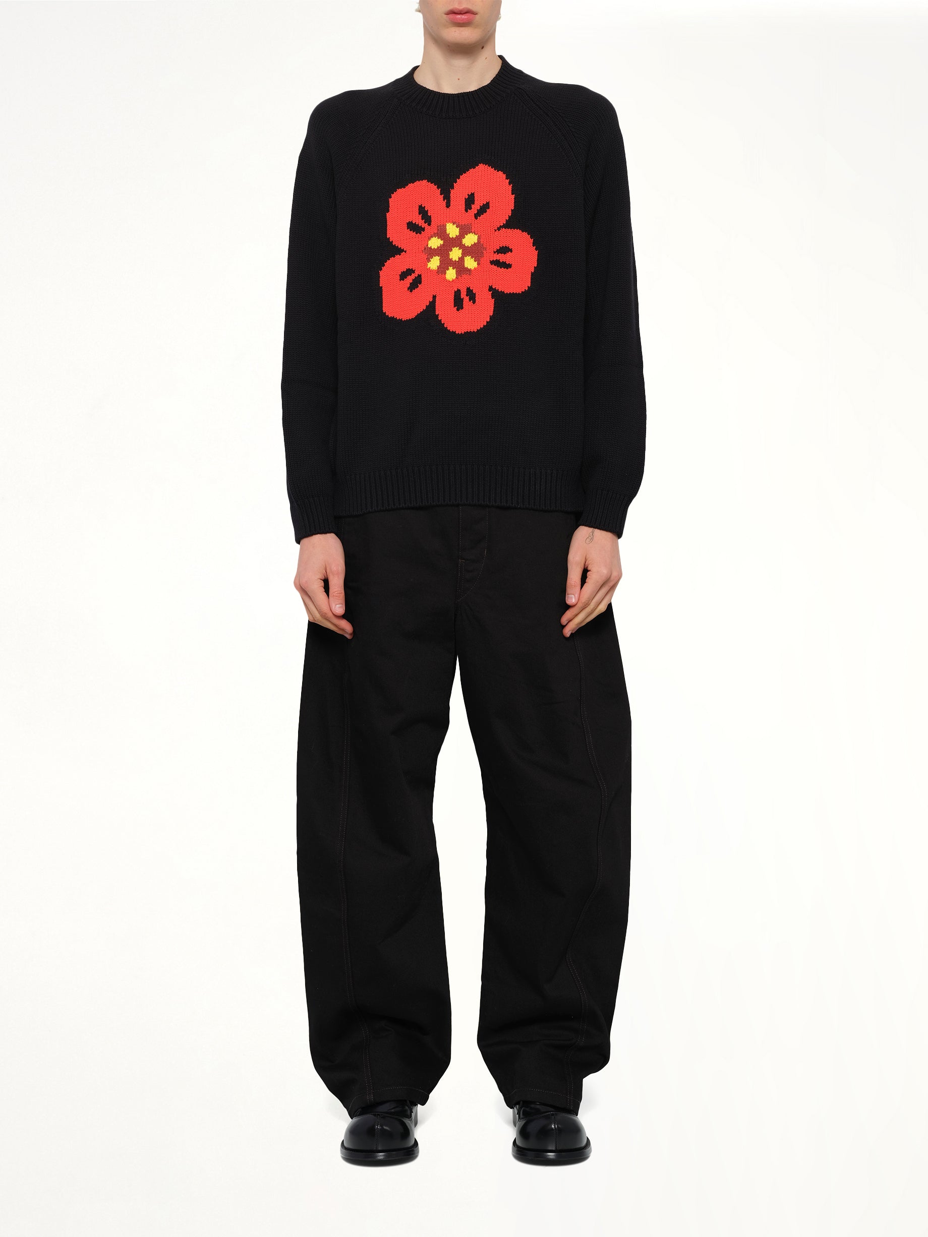 블랙 KENZO 보케 플라워 점퍼