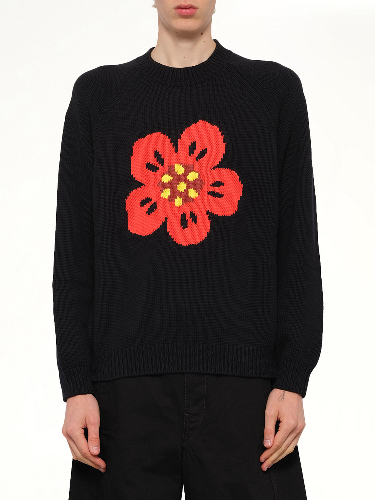 블랙 KENZO 보케 플라워 점퍼