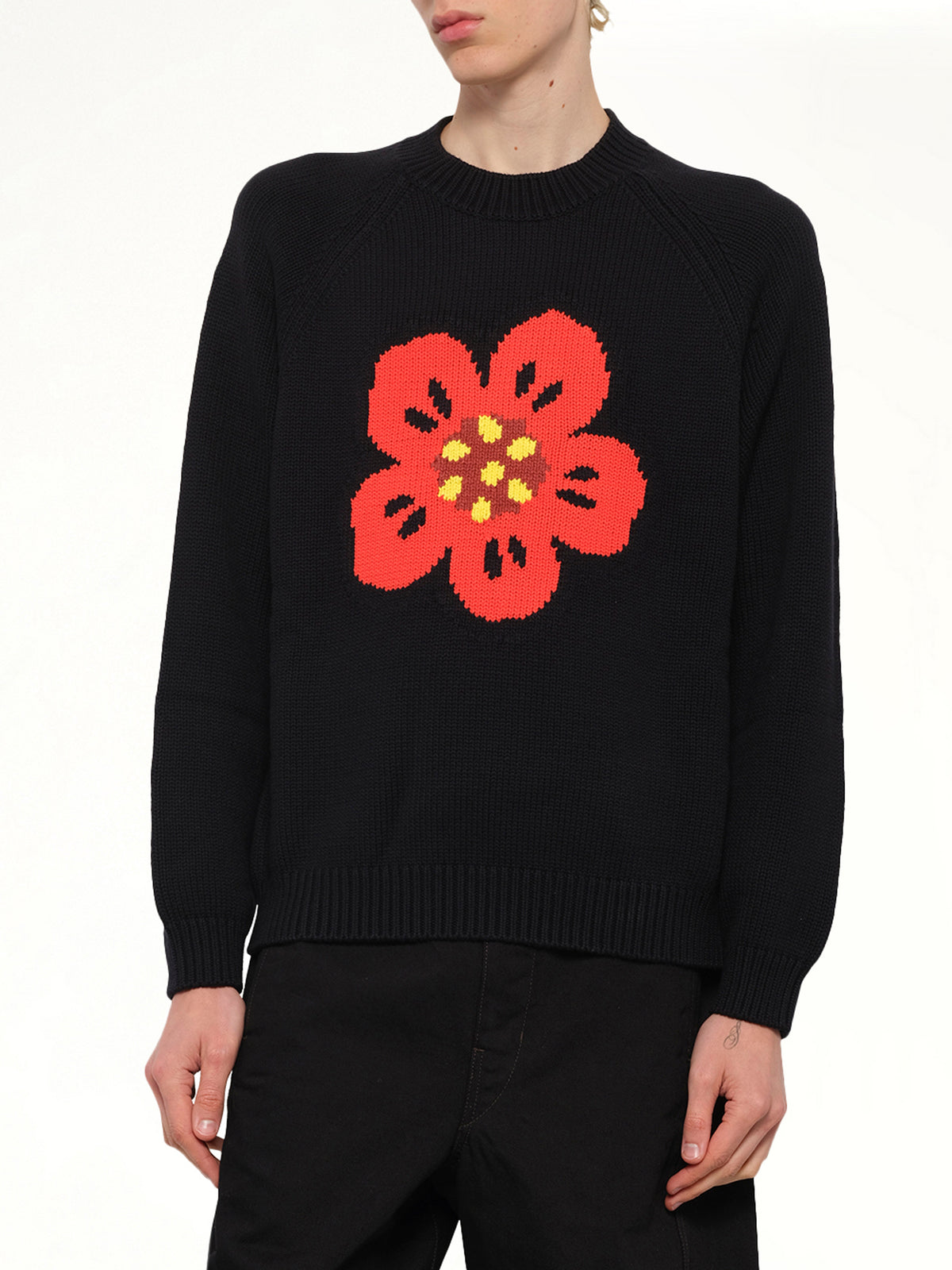 블랙 KENZO 보케 플라워 점퍼
