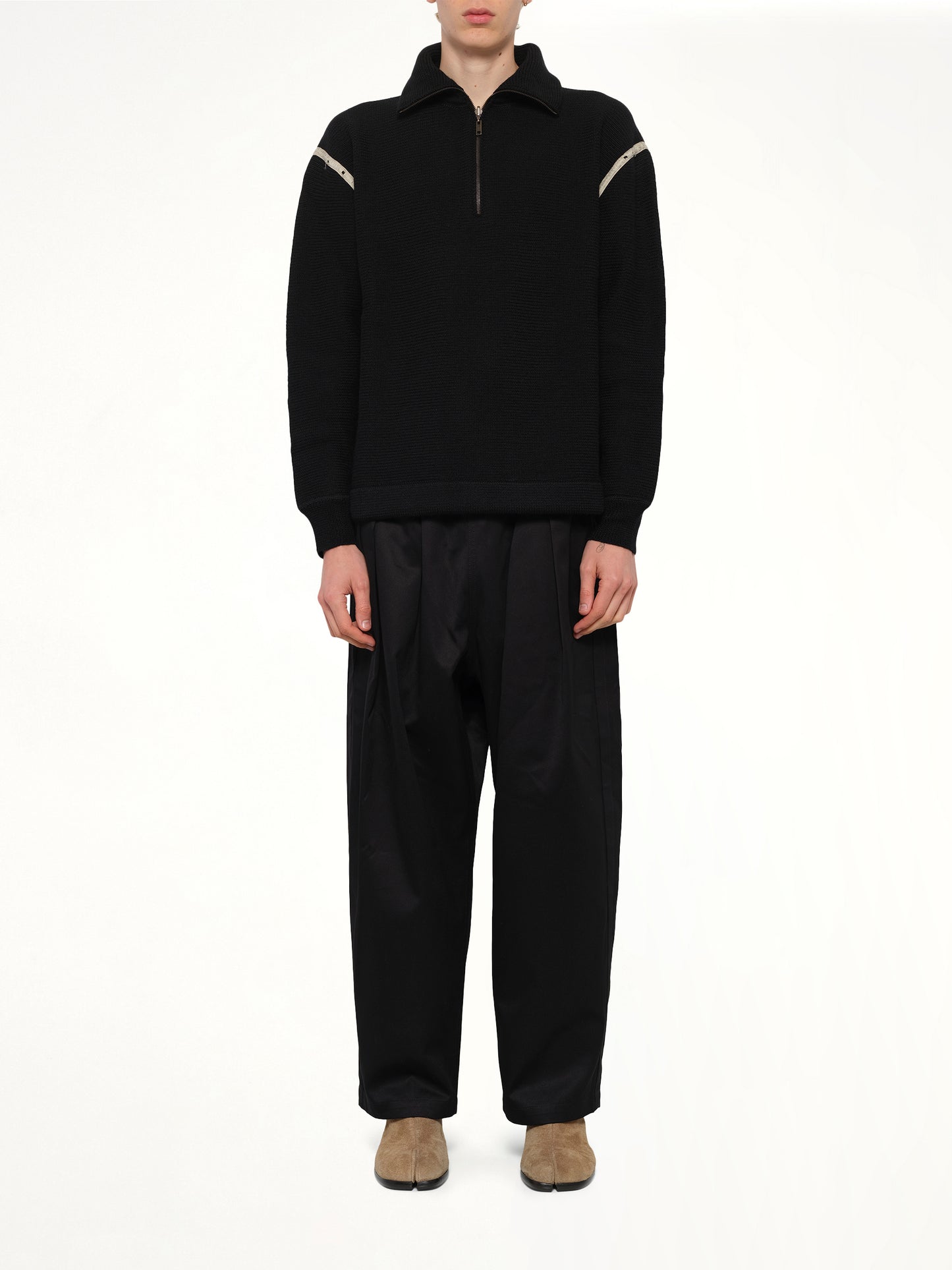 Quarter Zip Sweater in Black