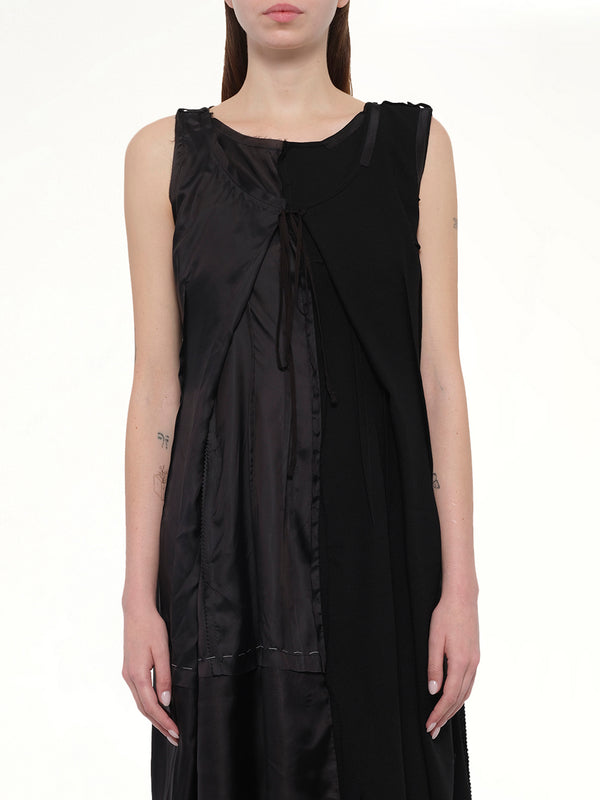 Silk Twill Midi Dress in Black