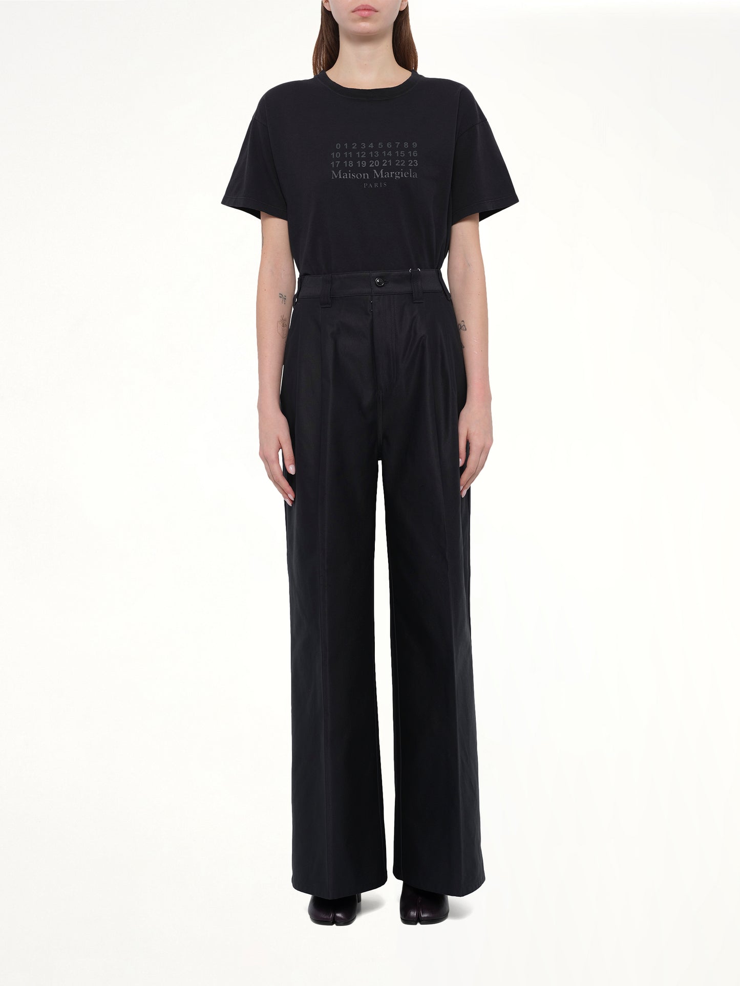 Cotton Palazzo Trouser in Black