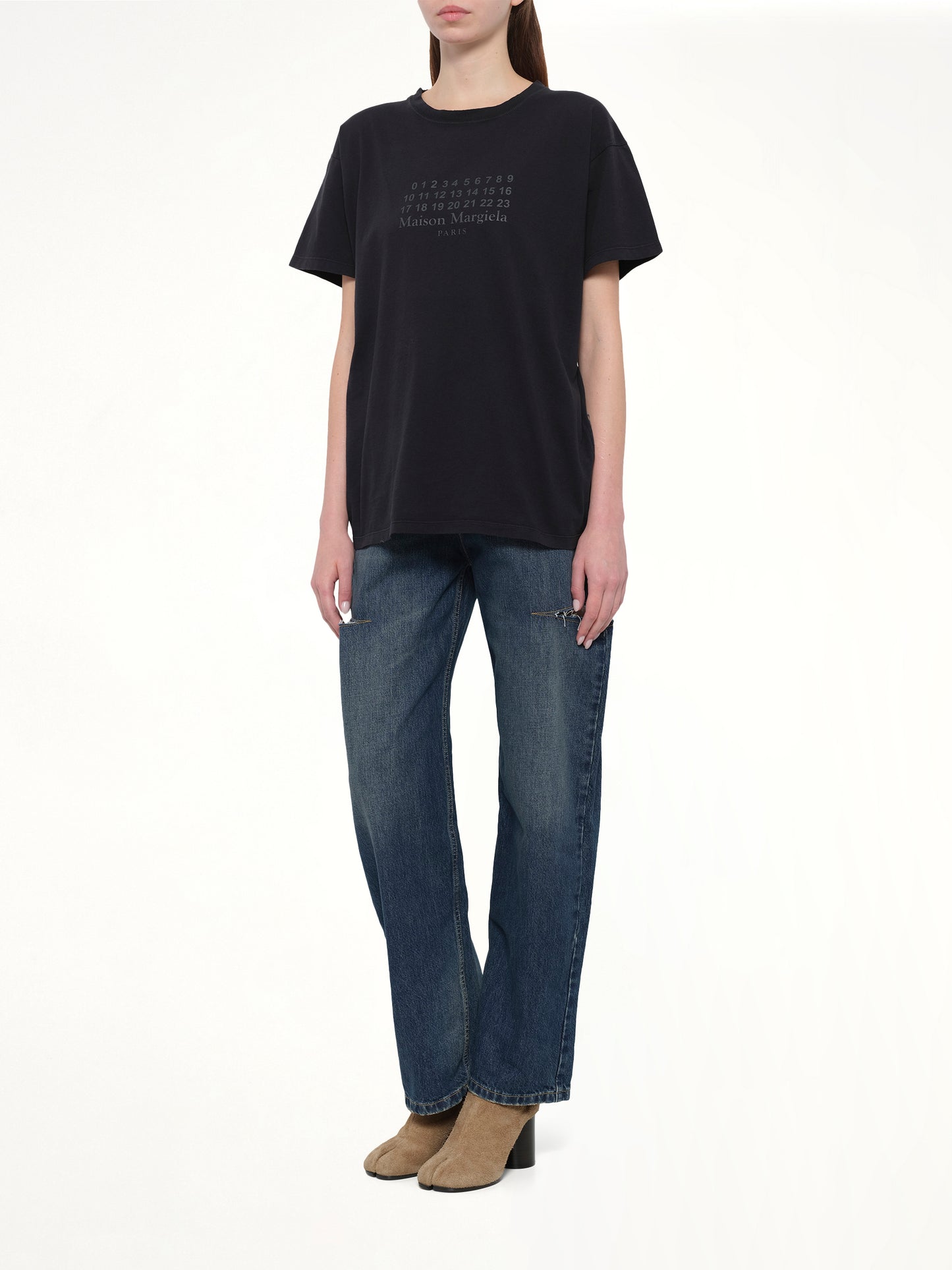 Maison Margiela Logo T-Shirt in Washed Black