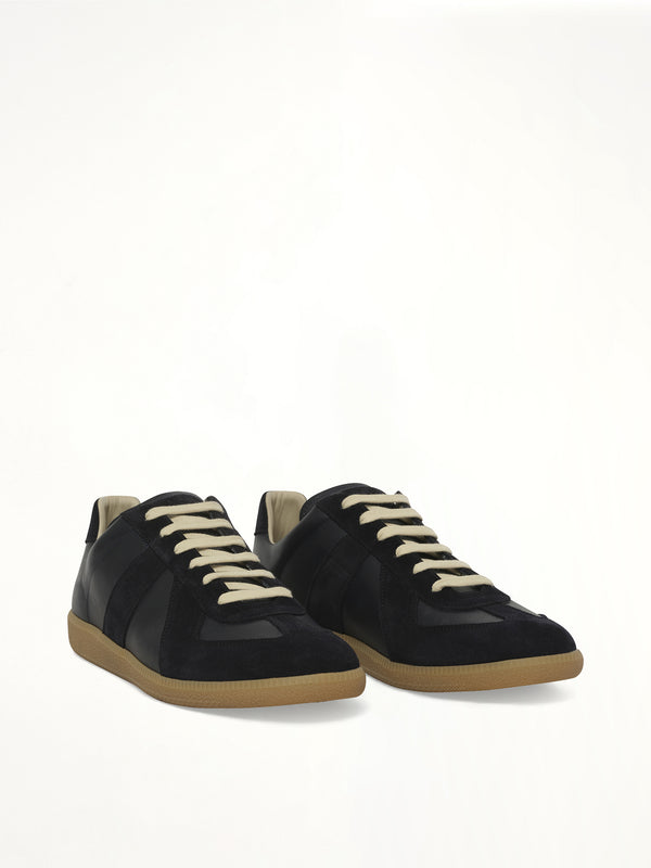 Replica Leather Sneaker in Blue Nights Front View | MAISON MARGIELA
