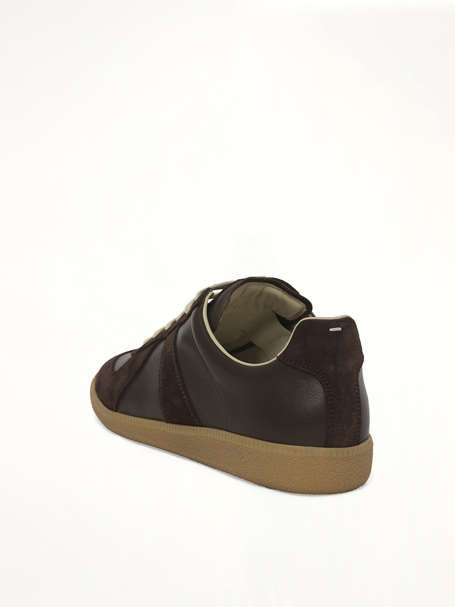 Replica Leather Sneaker in Dark Brown Back View | MAISON MARGIELA