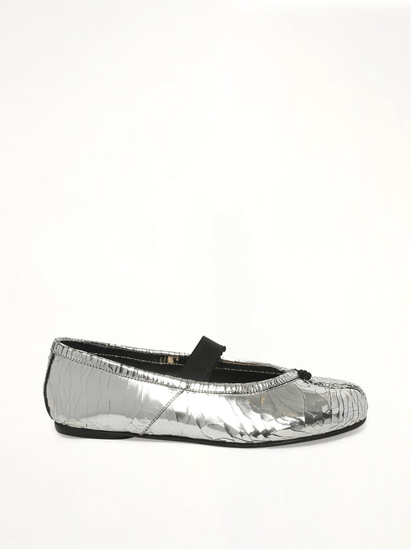Broken Mirror Ballerina in Silver/Black Side View | MAISON MARGIELA