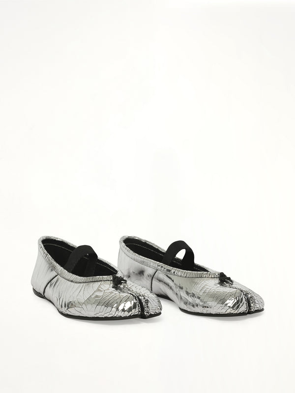 Broken Mirror Ballerina in Silver/Black Front View | MAISON MARGIELA