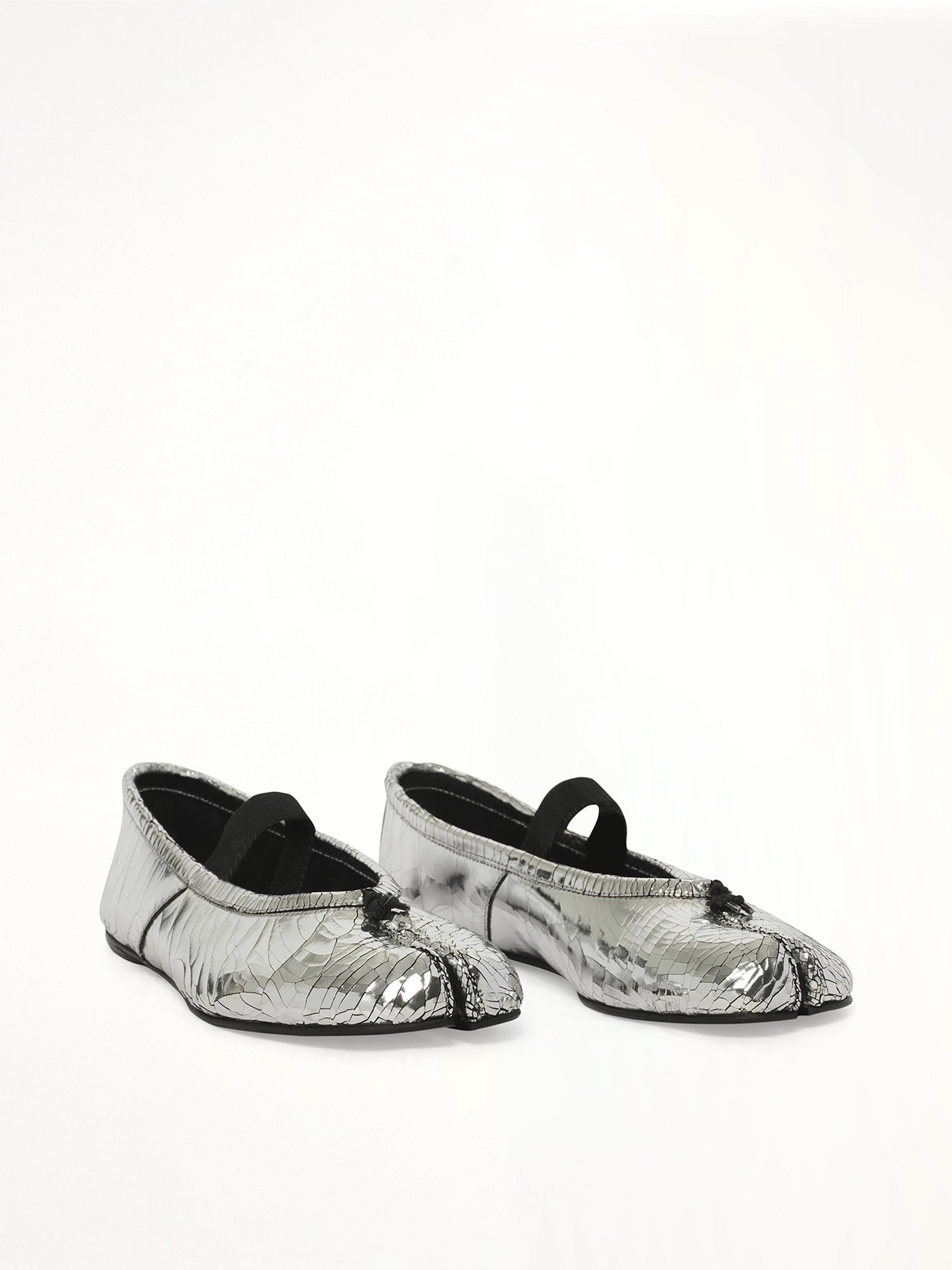 Broken Mirror Ballerina in Silver/Black Front View | MAISON MARGIELA