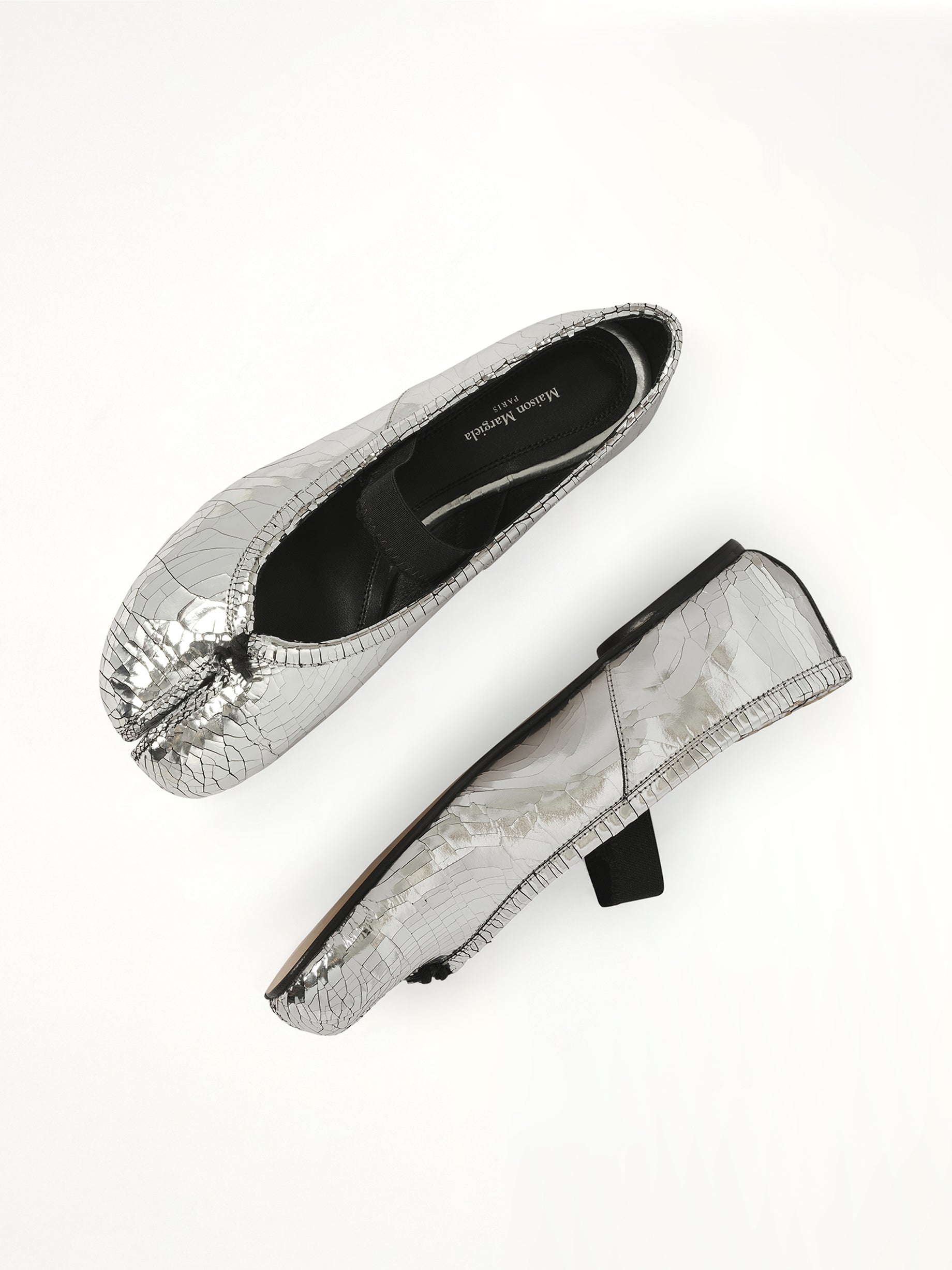 Broken Mirror Ballerina in Silver/Black Top View | MAISON MARGIELA