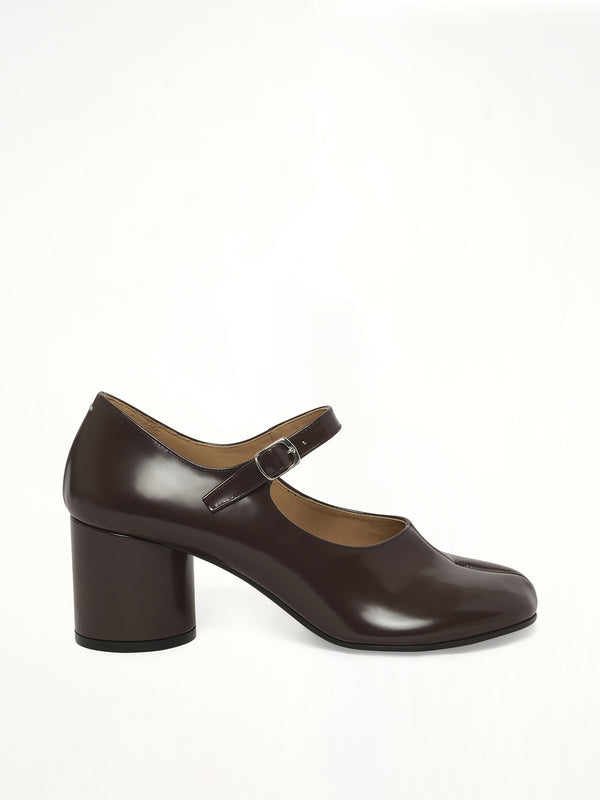 Tabi Mary Jane 6cm Heel in Moka Side View | MAISON MARGIELA