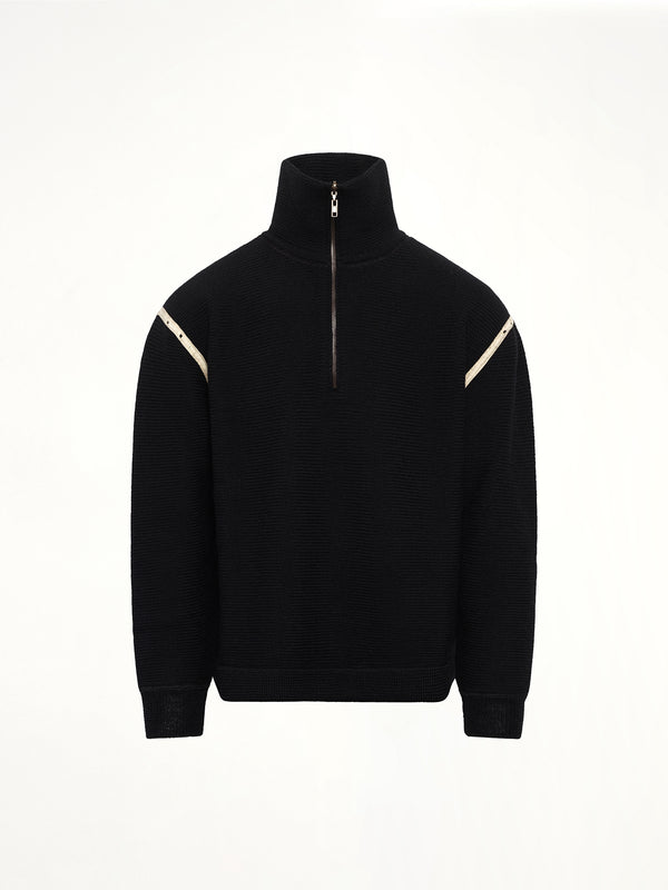 Quarter Zip Sweater in Black