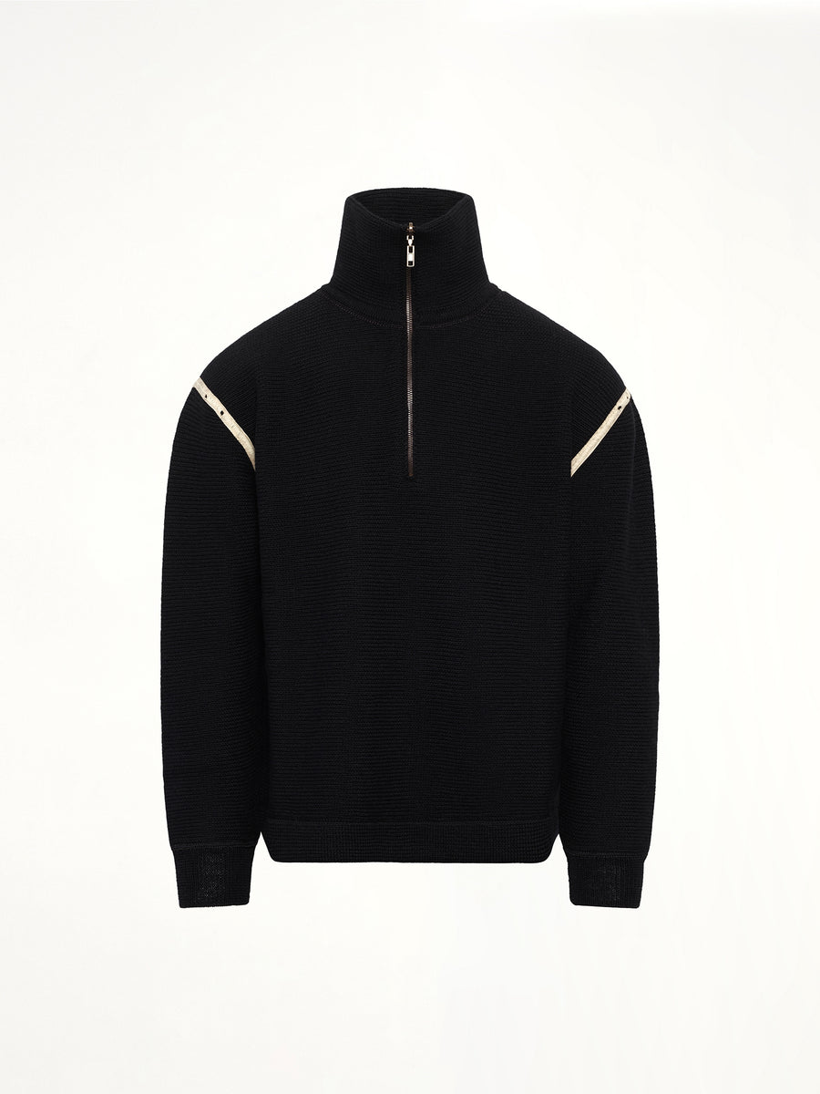 Quarter Zip Sweater in Black