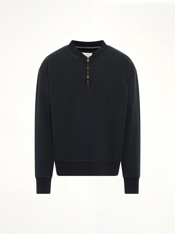 Cotton Fleece Zip Sweatshirt in Vintage Carbon