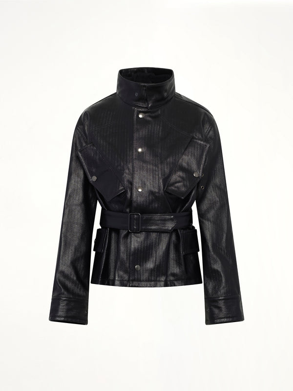Laminated Cotton Jacket in Black