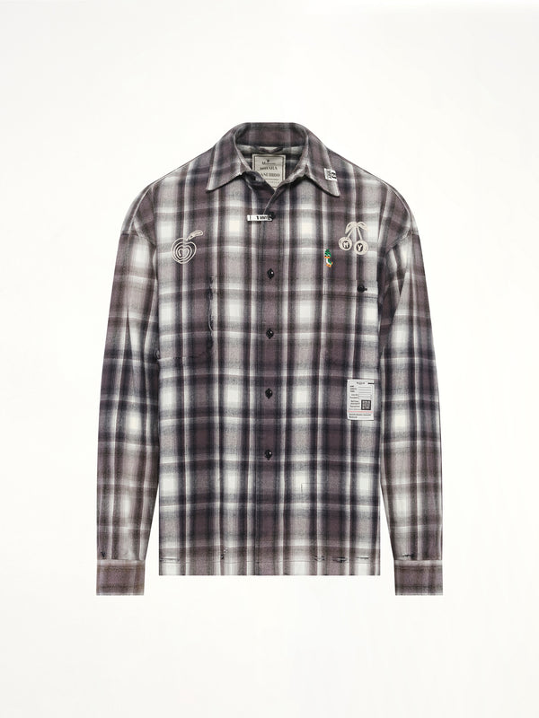 Vintage Like Check LS Shirt in Black