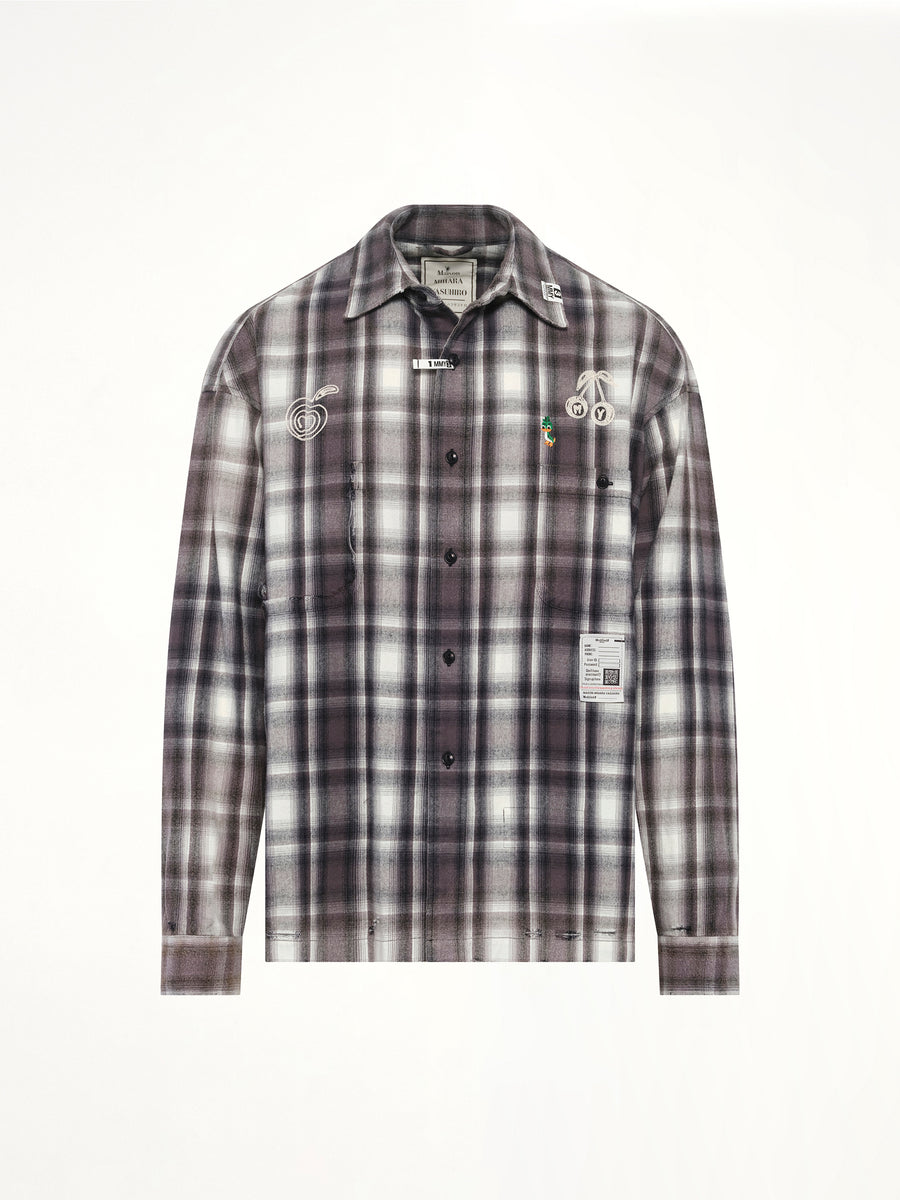 Vintage Like Check LS Shirt in Black