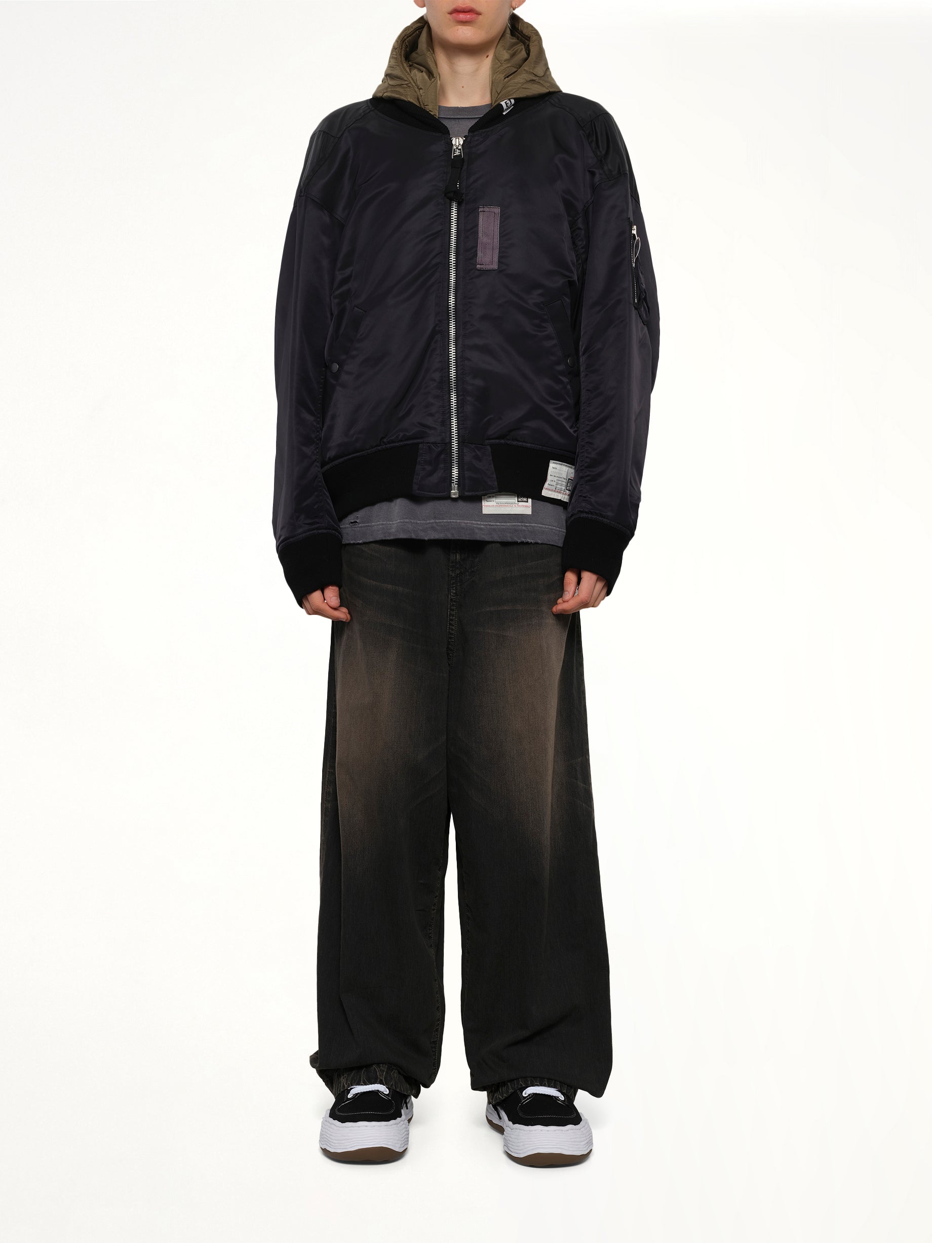 Hooded Bomber Jacket in Black