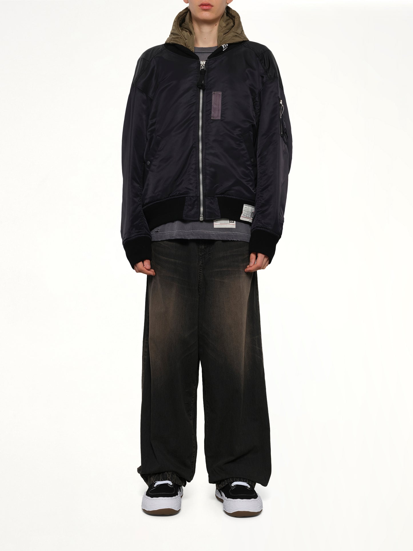 Hooded Bomber Jacket in Black