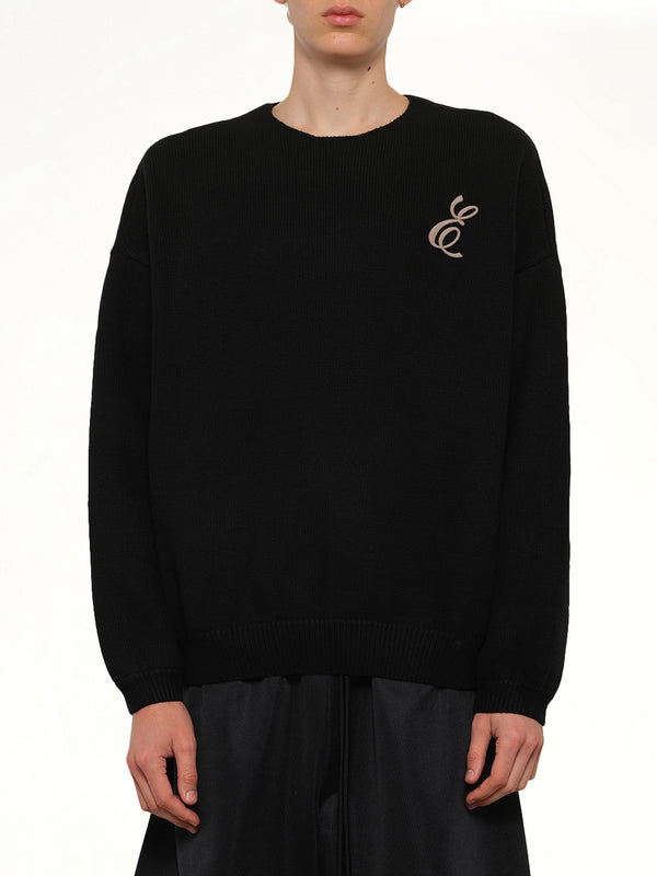 Waffle Crewneck Sweater in Vintage Black