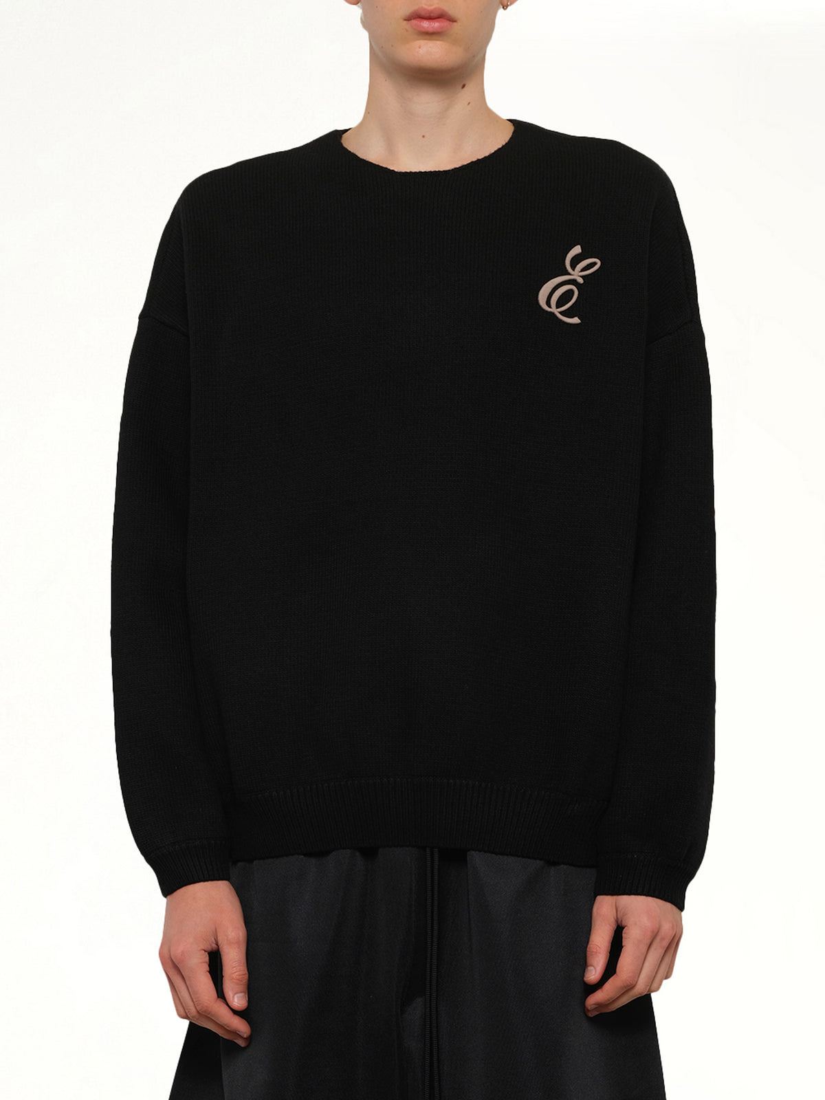 Waffle Crewneck Sweater in Vintage Black