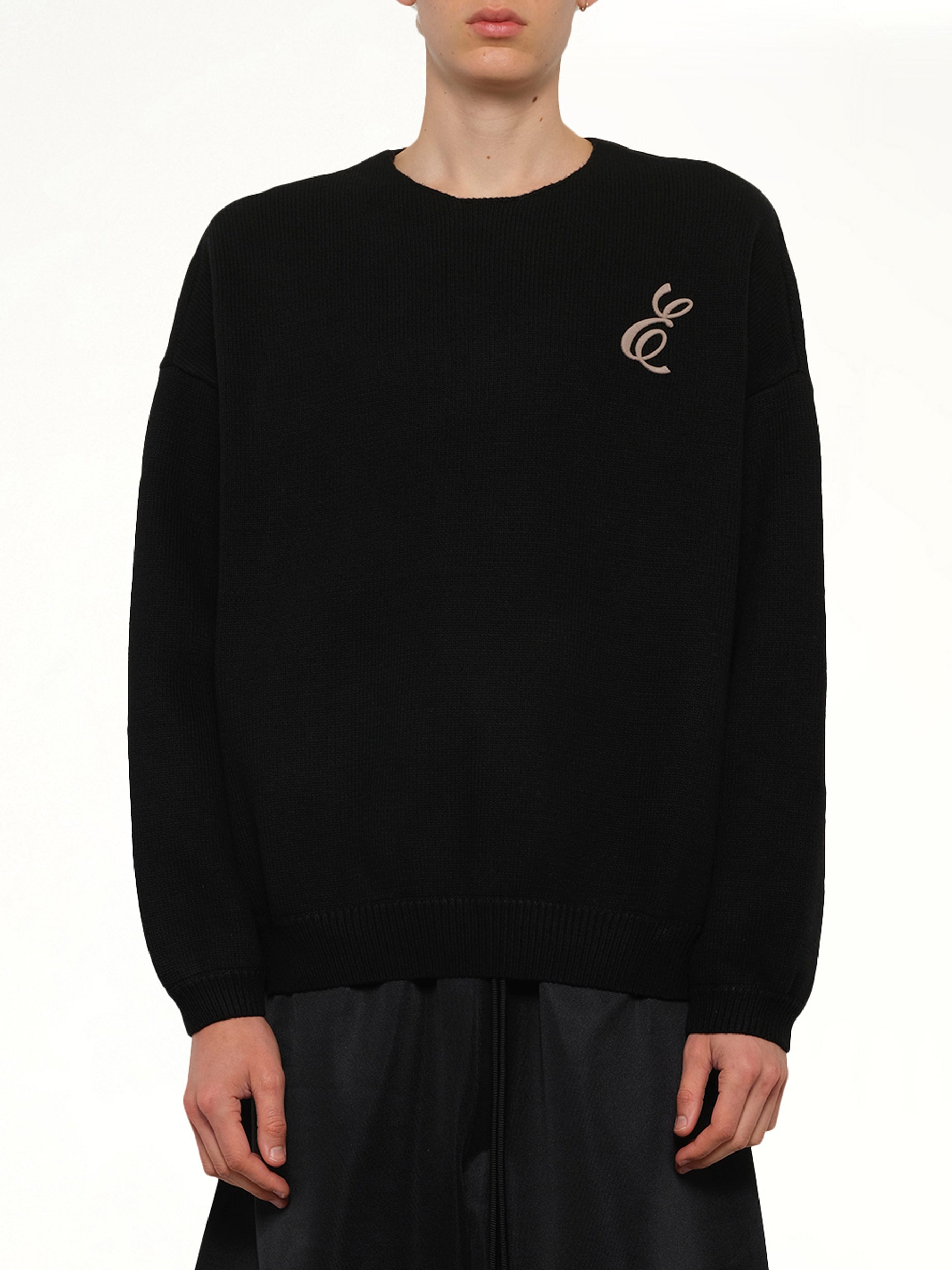 Waffle Crewneck Sweater in Vintage Black