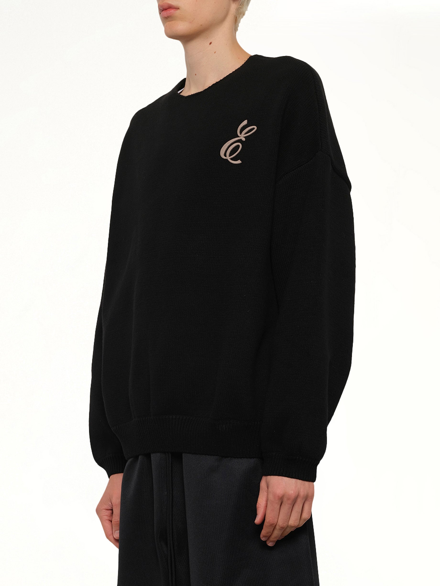 Waffle Crewneck Sweater in Vintage Black