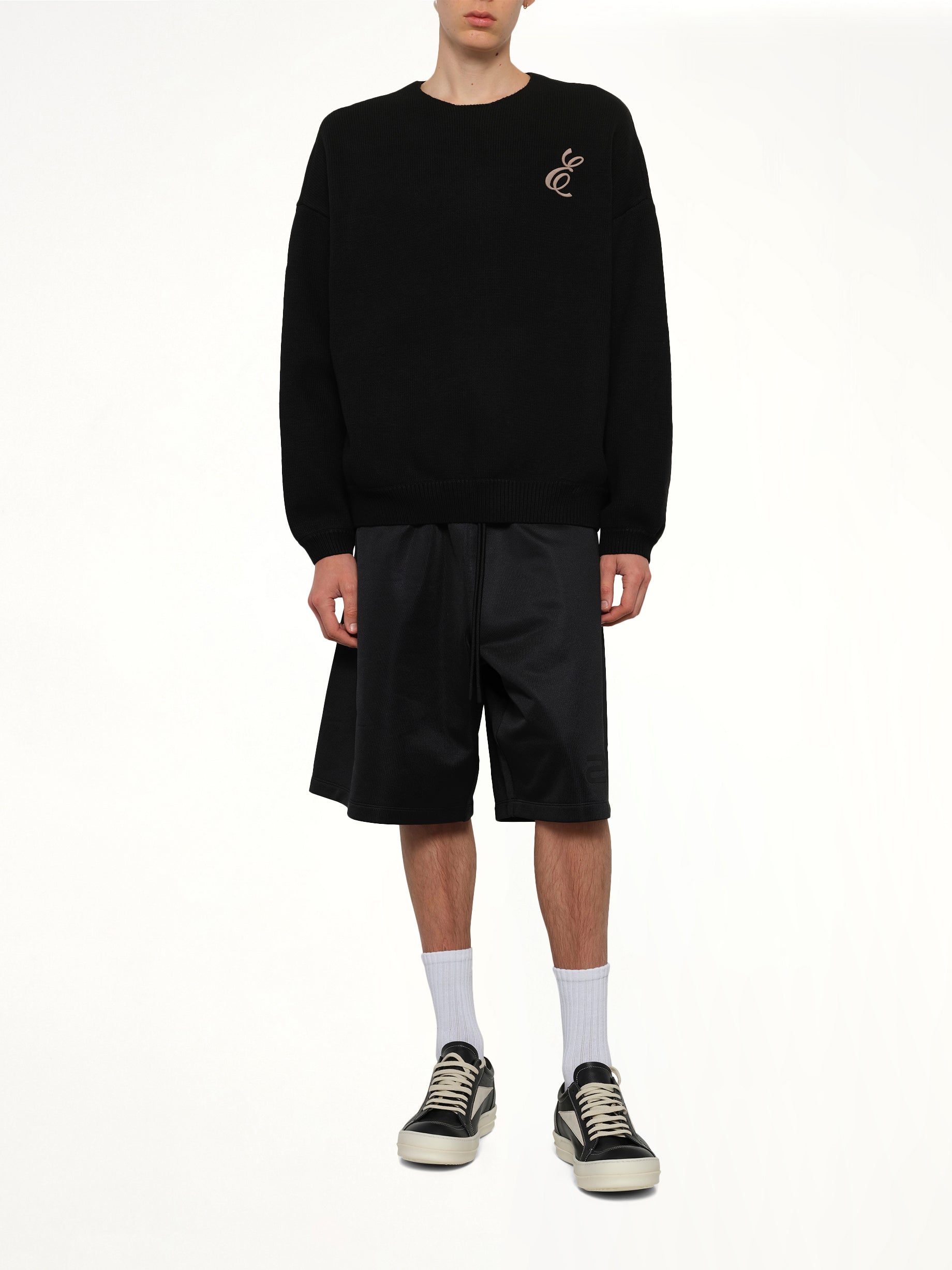 Waffle Crewneck Sweater in Vintage Black