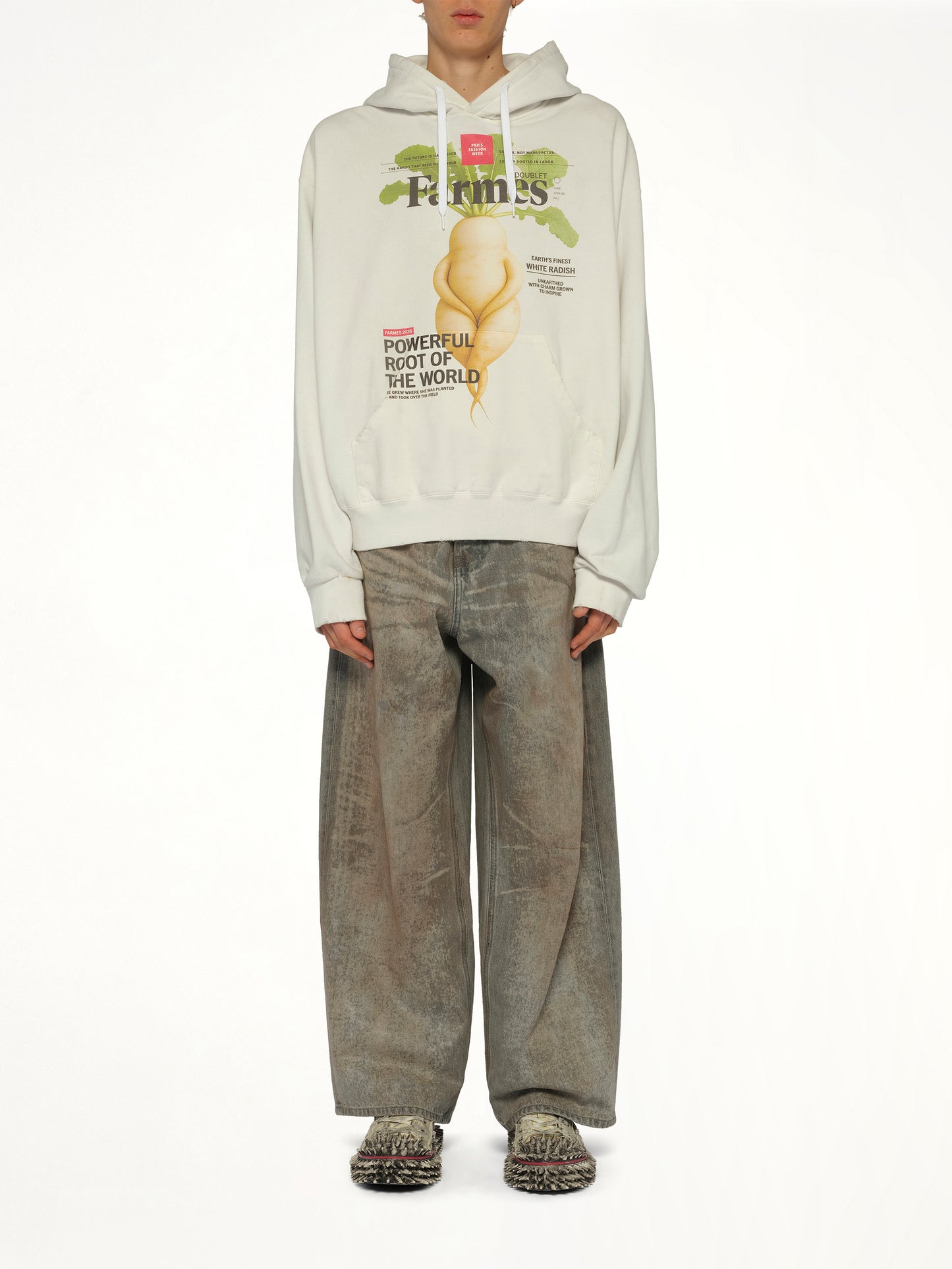 Farmes Magazine Cover Hoodie in White