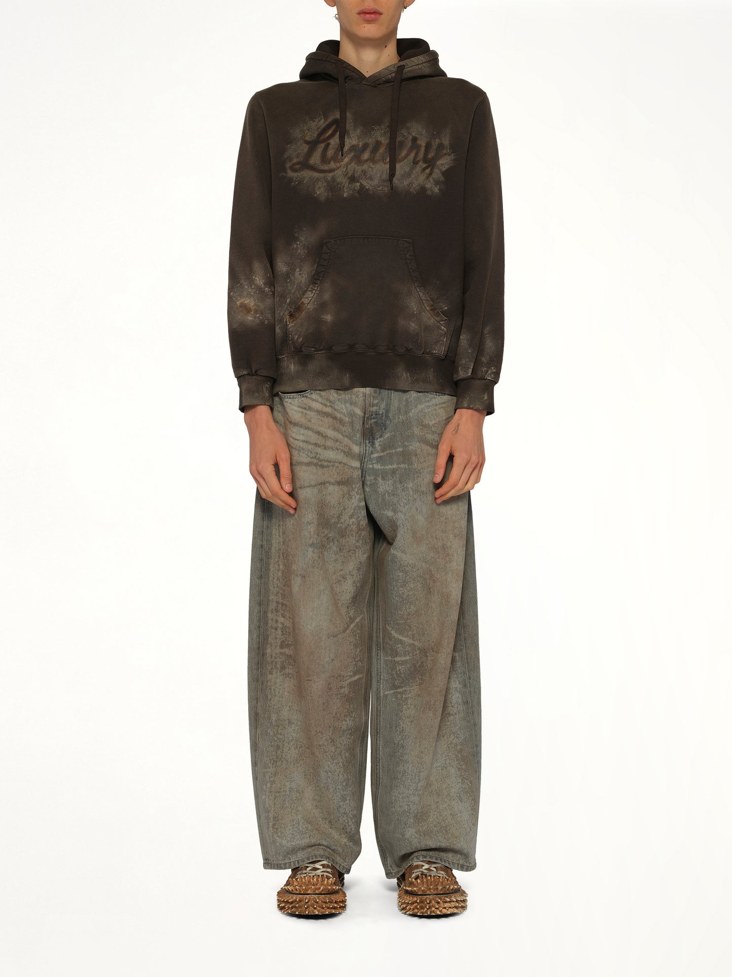 Luxuary Mud Paint Hoodie in Brown