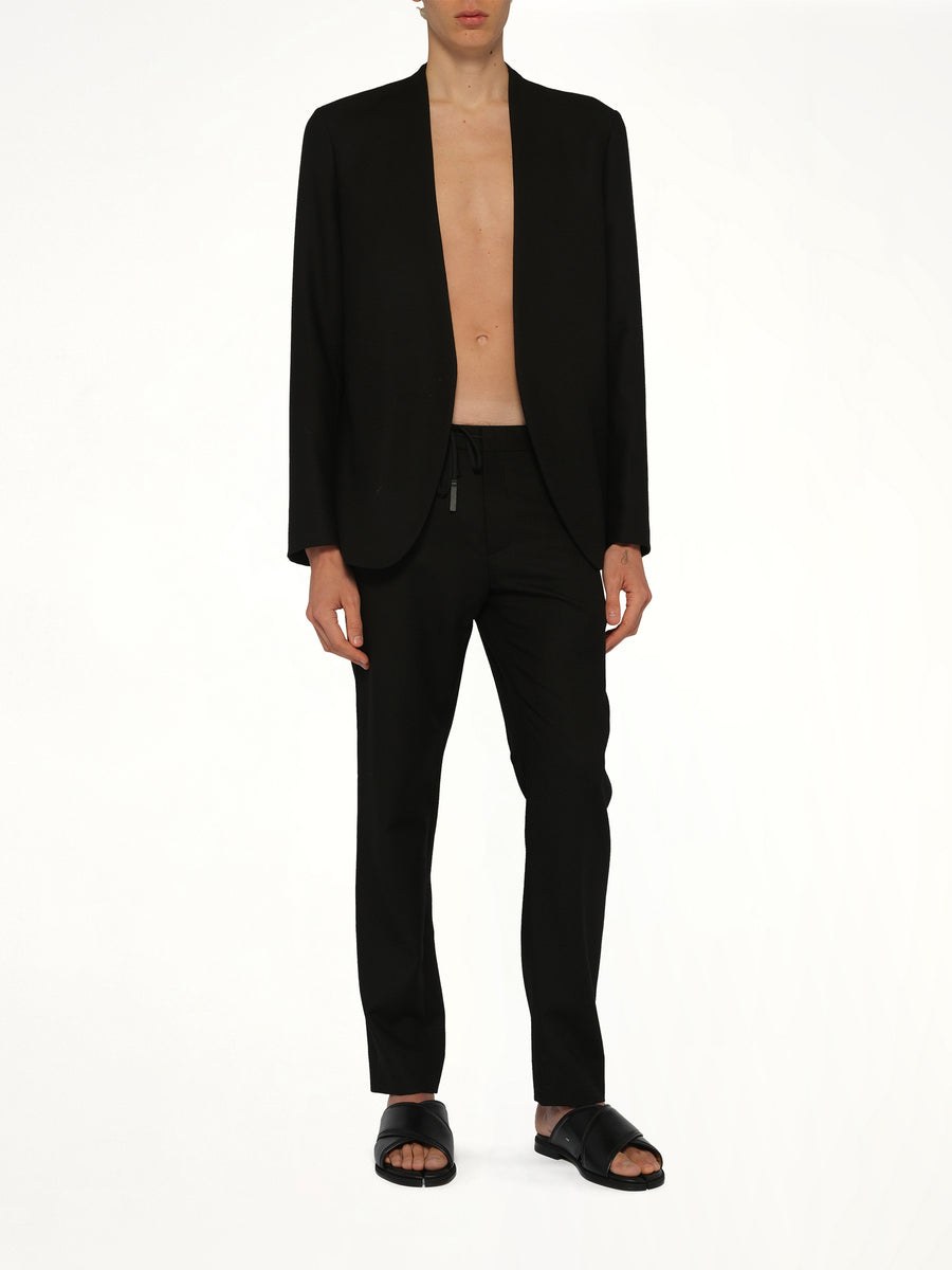 Collarless Jacket in Black