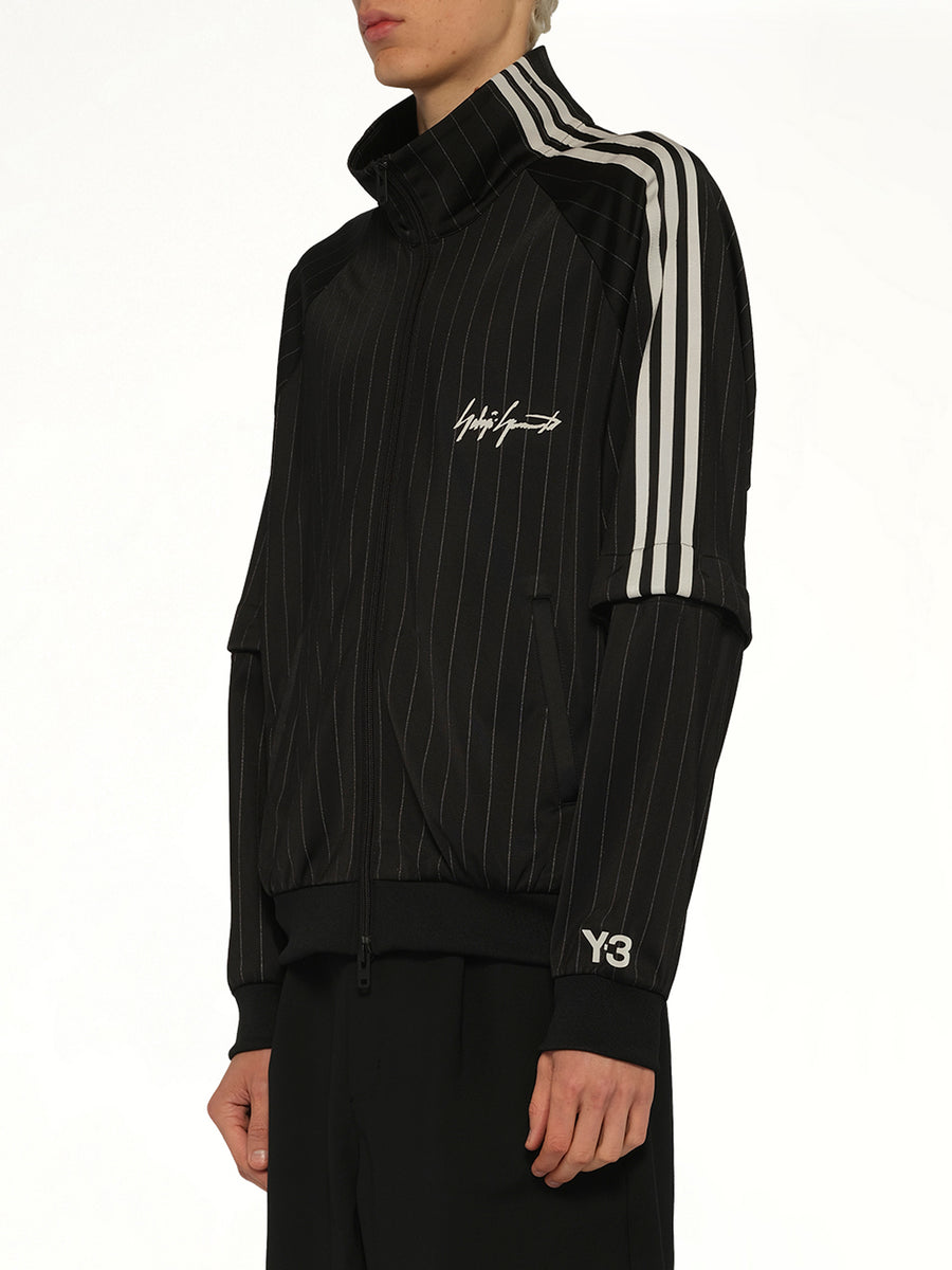 Pinstripe Track Top in Black