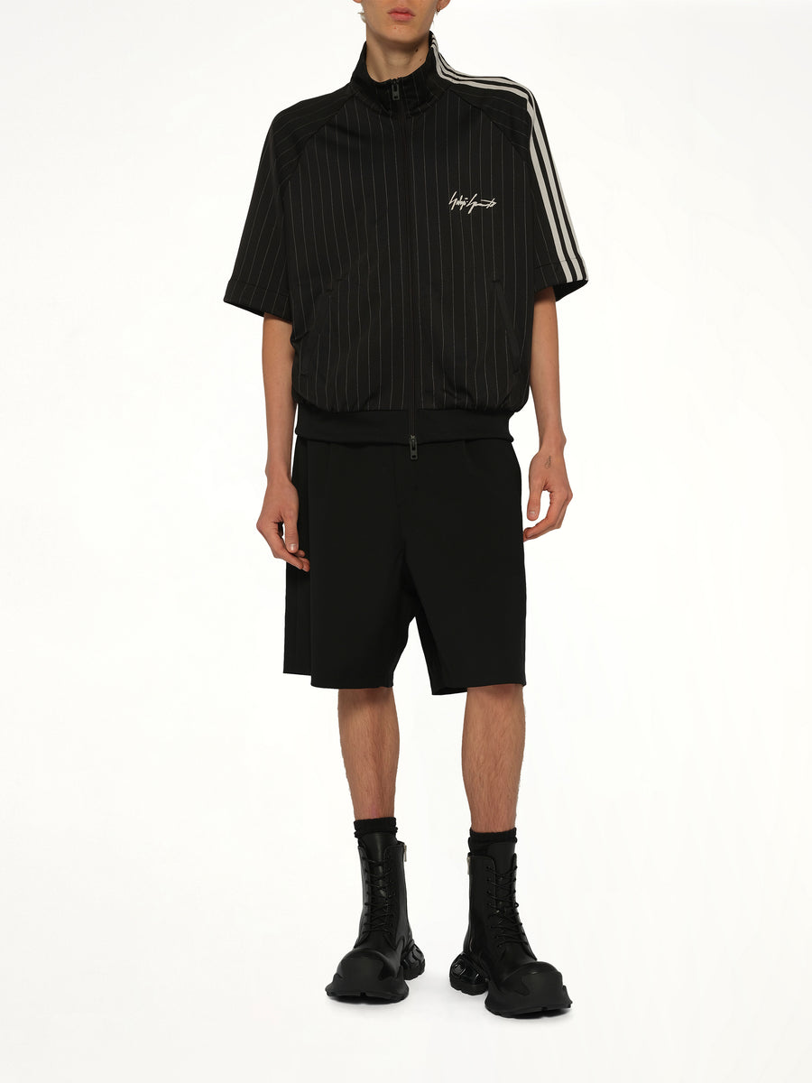 Pinstripe Track Top in Black