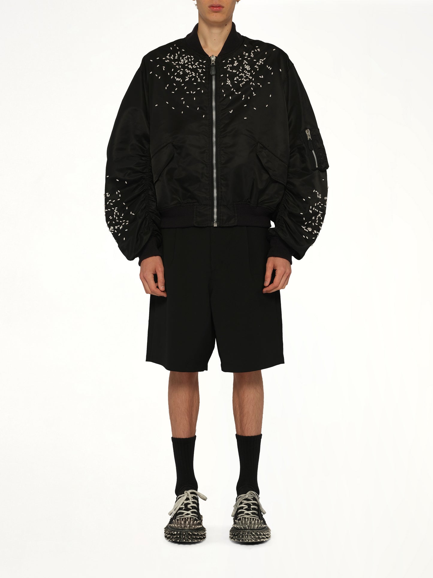 Spilled Rice Bomber Jacket in Black