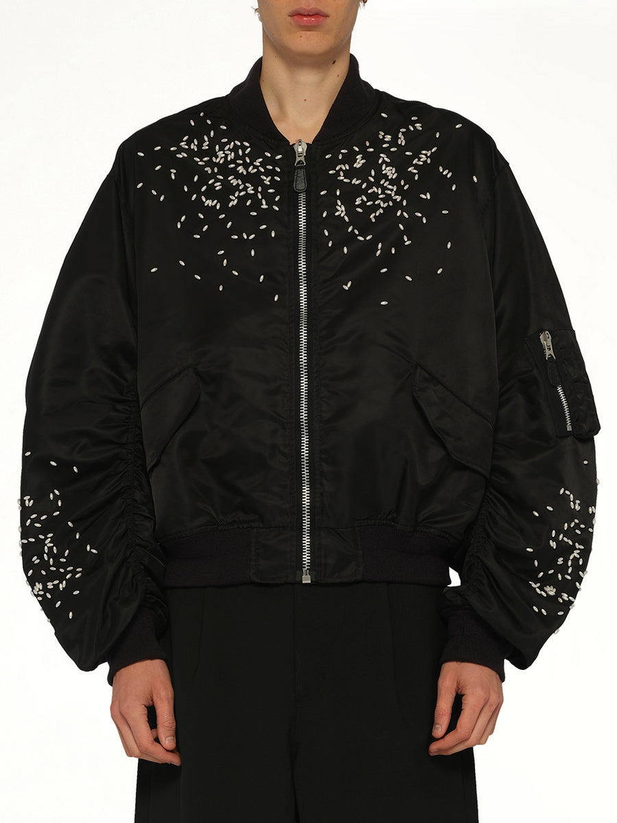 Spilled Rice Bomber Jacket in Black