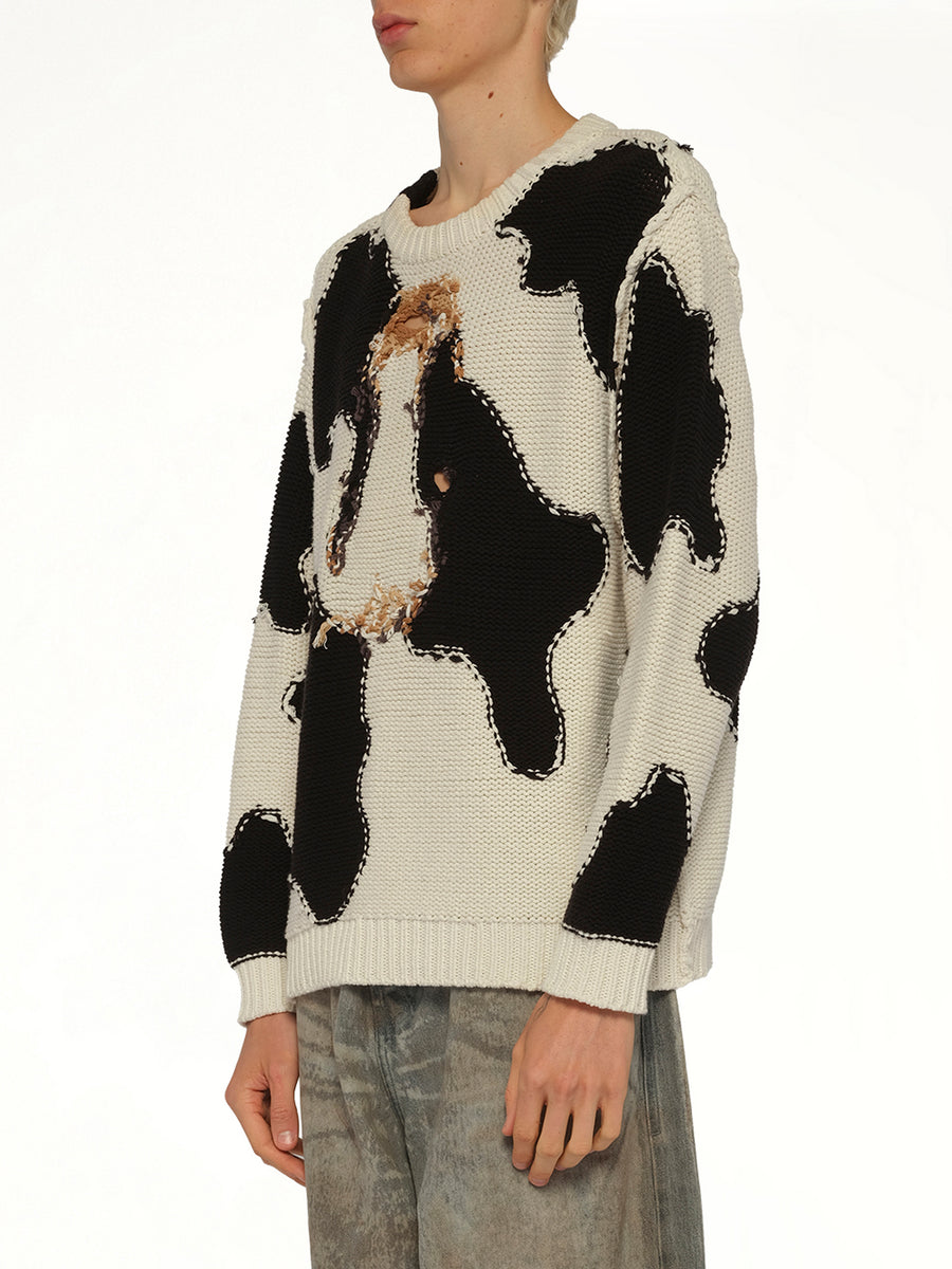 Acting Cow Knit Pullover in Ivory