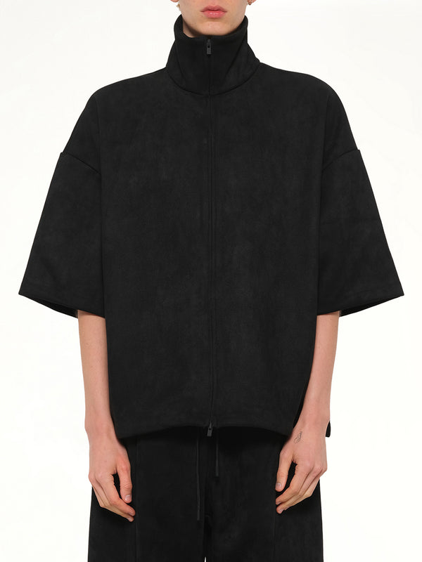High Neck 3/4 Sleeve Jacket in Vintage Black