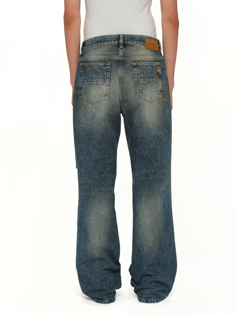 Slashed Bootcut Jean in Denim Lapis