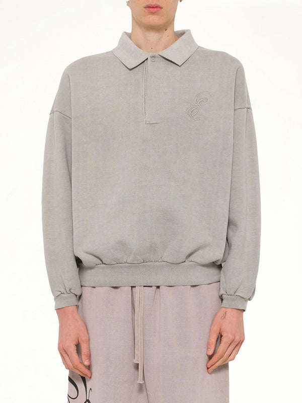 Classic Polo Sweatshirt in Smoke Grey