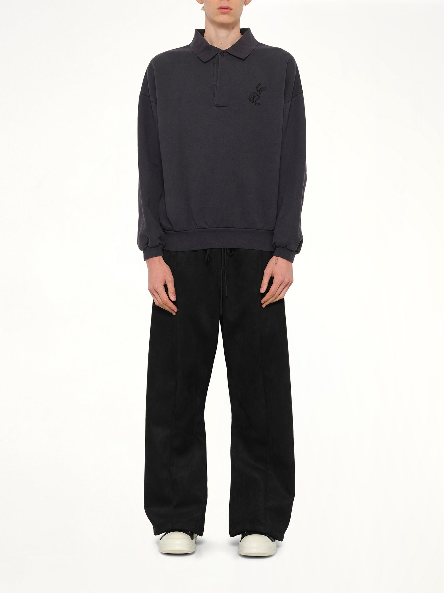 Classic Polo Sweatshirt in Vintage Black