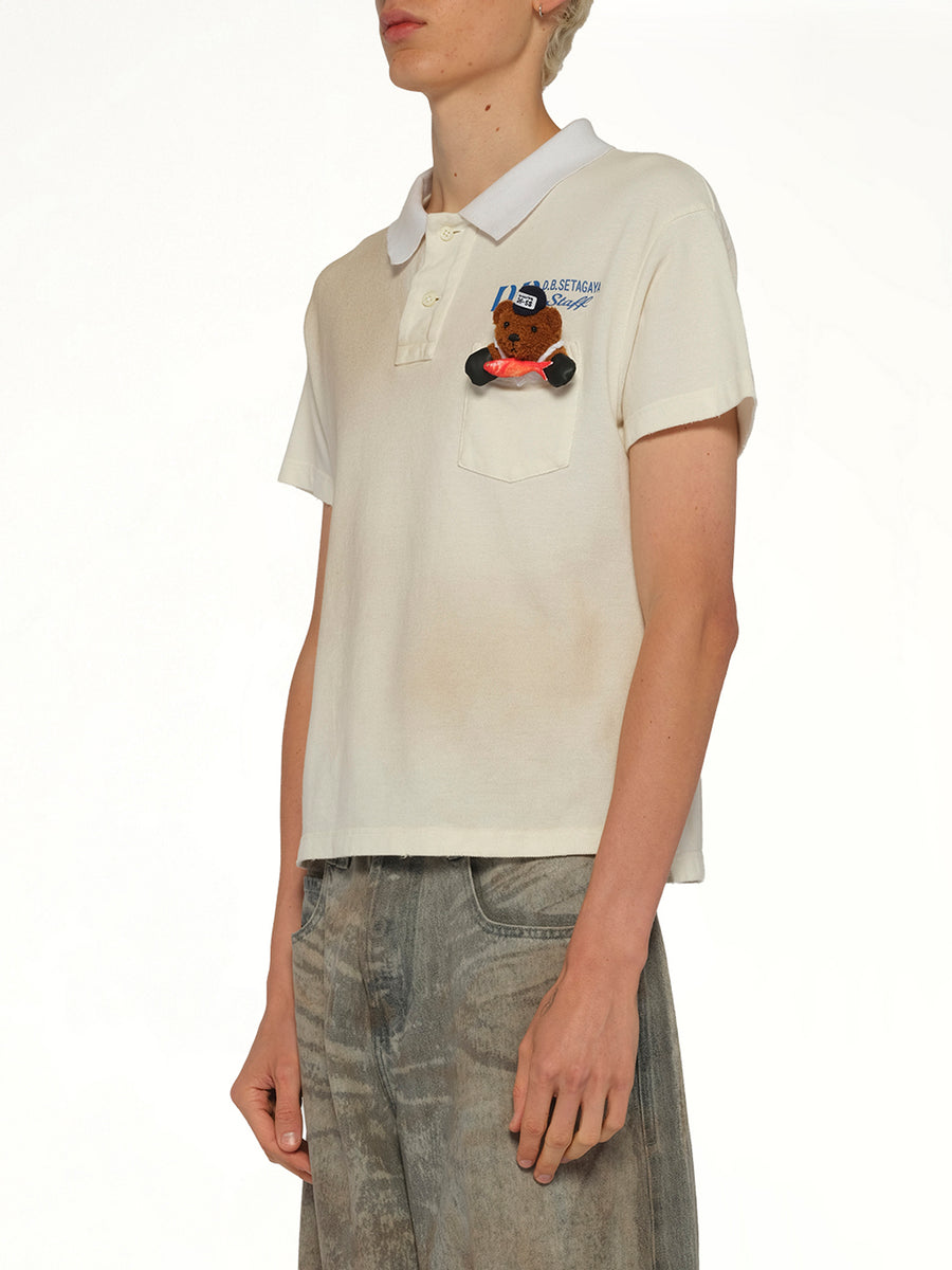 Polo Shirt With My Workwear Bear in White