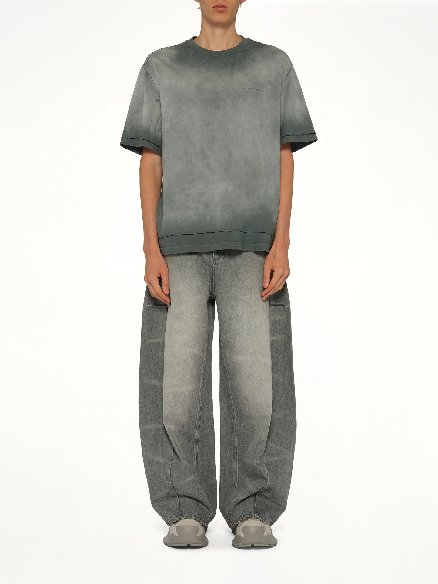 2 in 1 Washed T-Shirt in Grey