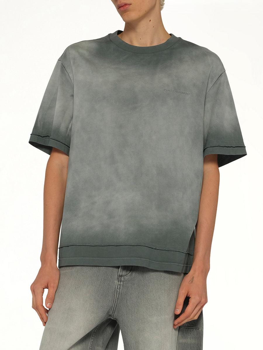 2 in 1 Washed T-Shirt in Grey