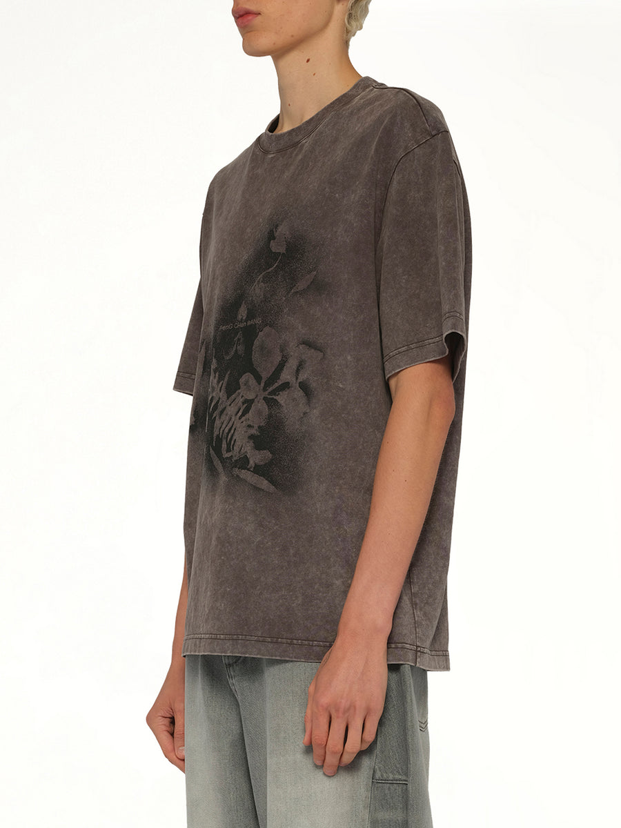 Spray Painted Plant T-Shirt in Grey