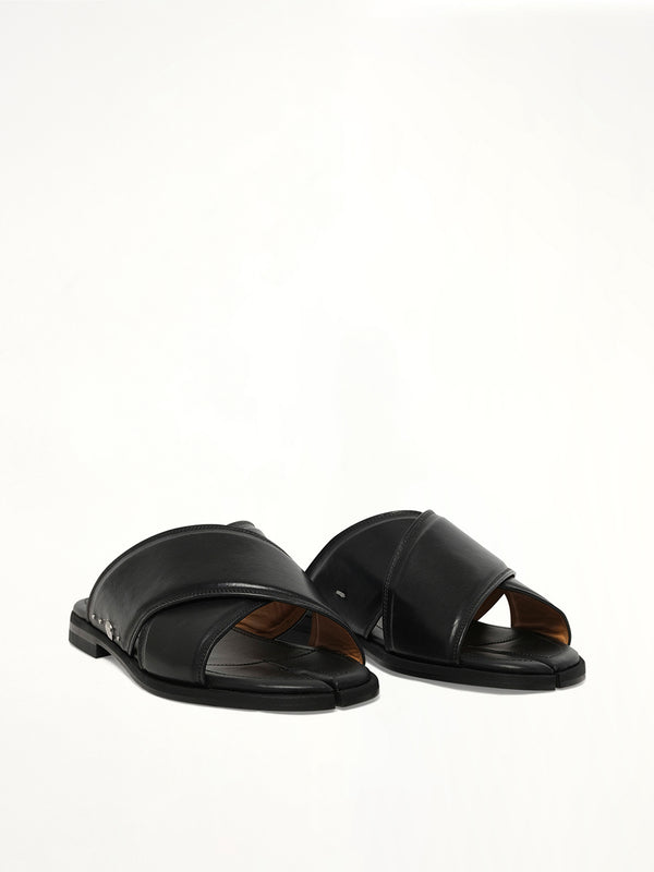 Tabi Numbers Crossed Sandal in Black Front View | MAISON MARGIELA